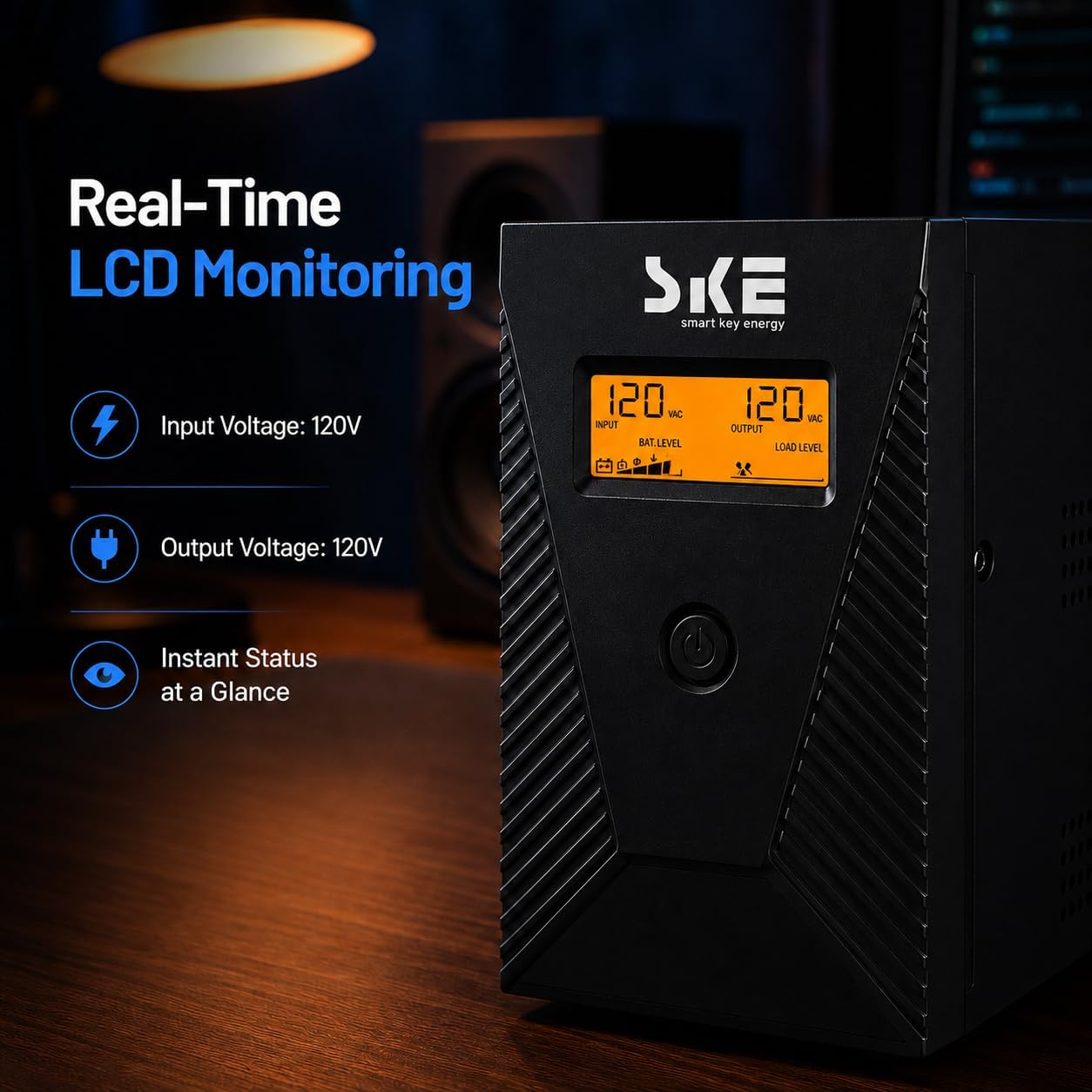 600VA/360W Ups Battery Backup and Surge Protector,Computer Uninterruptible Power Supply Units,SKE Ups Power Supply