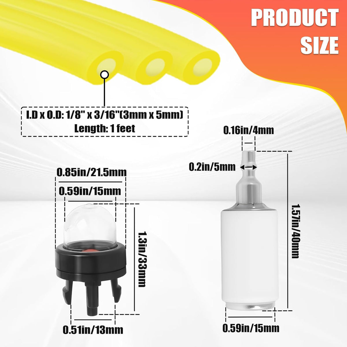 Podoy Fuel Line Kit with Primer Bulb & Fuel Filter for Small Engine Repair