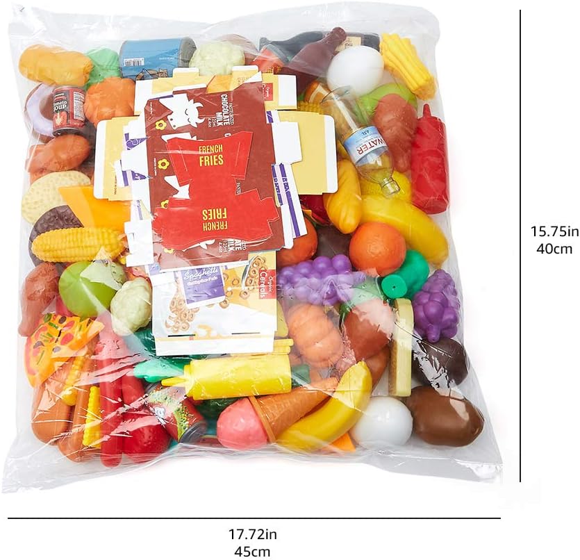 Pretend Play Food Toy Set for Kids Ages 3 and Up, 150 Pieces, Multicolor