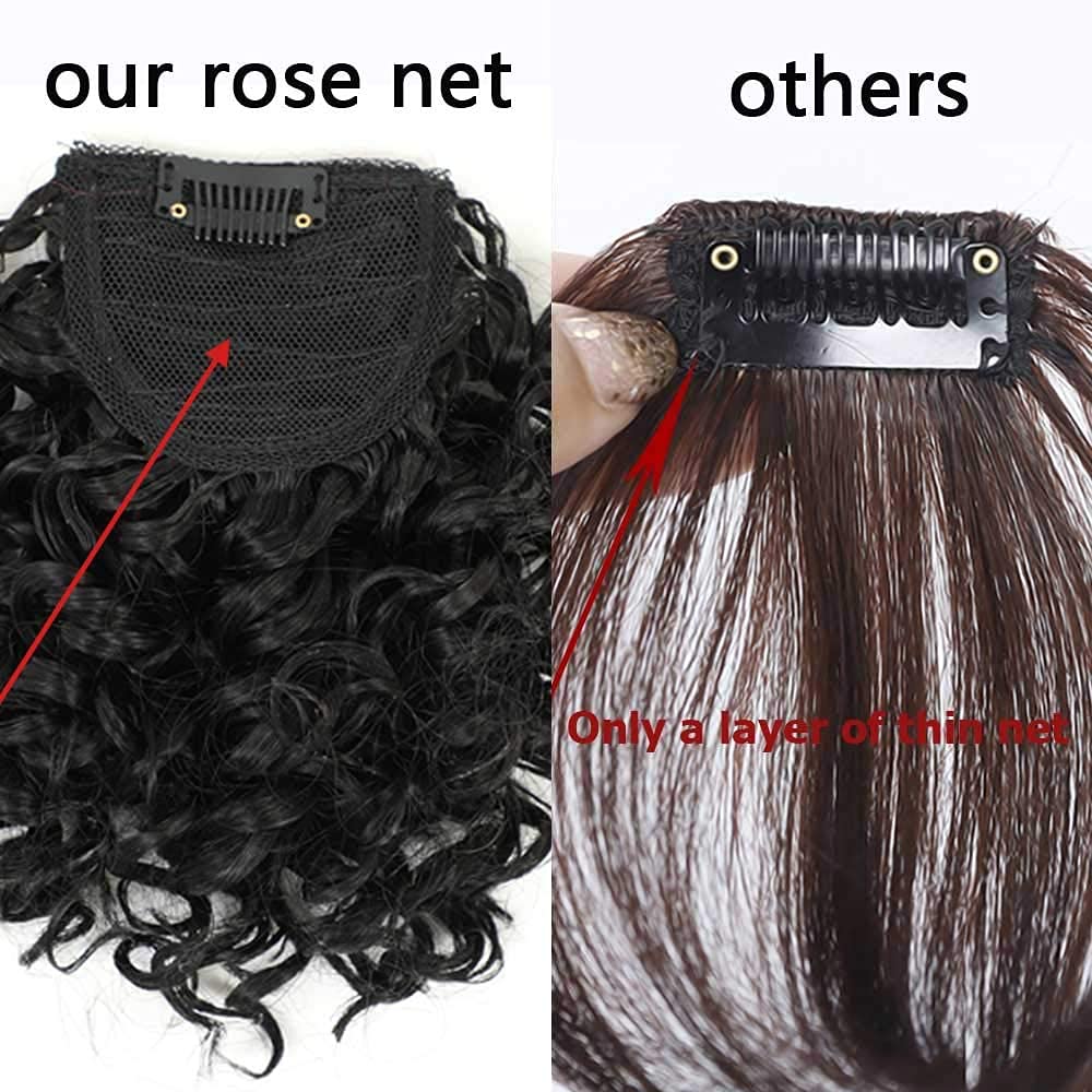 Curly Bangs for Black Women Short Afro Kinky Curly Bangs Clip in Bangs(1B,single bangs)
