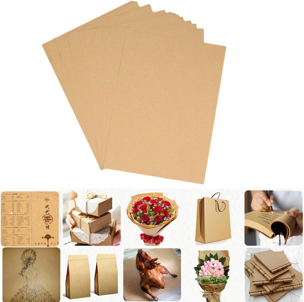 Vintage Kraft Paper Letter Sheets, 100 Sheets A4 Blank Writing