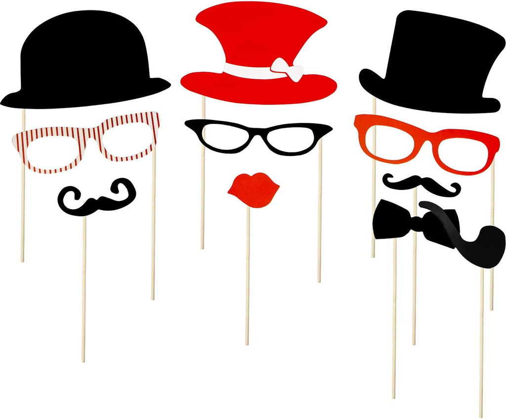 60 Pcs Photo Booth Props, Mustache Glasses Hats Lips(Classic)