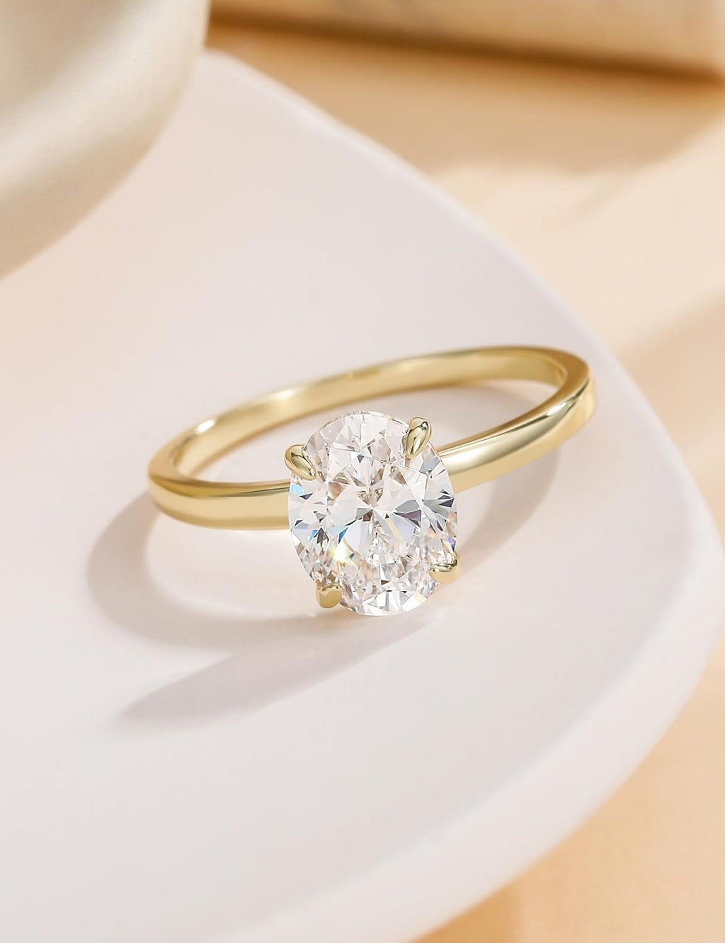 3CT 925 Sterling Silver Engagement Rings Oval Cut Solitaire Cubic Zirconia CZ Wedding Promise Rings for Her Wedding