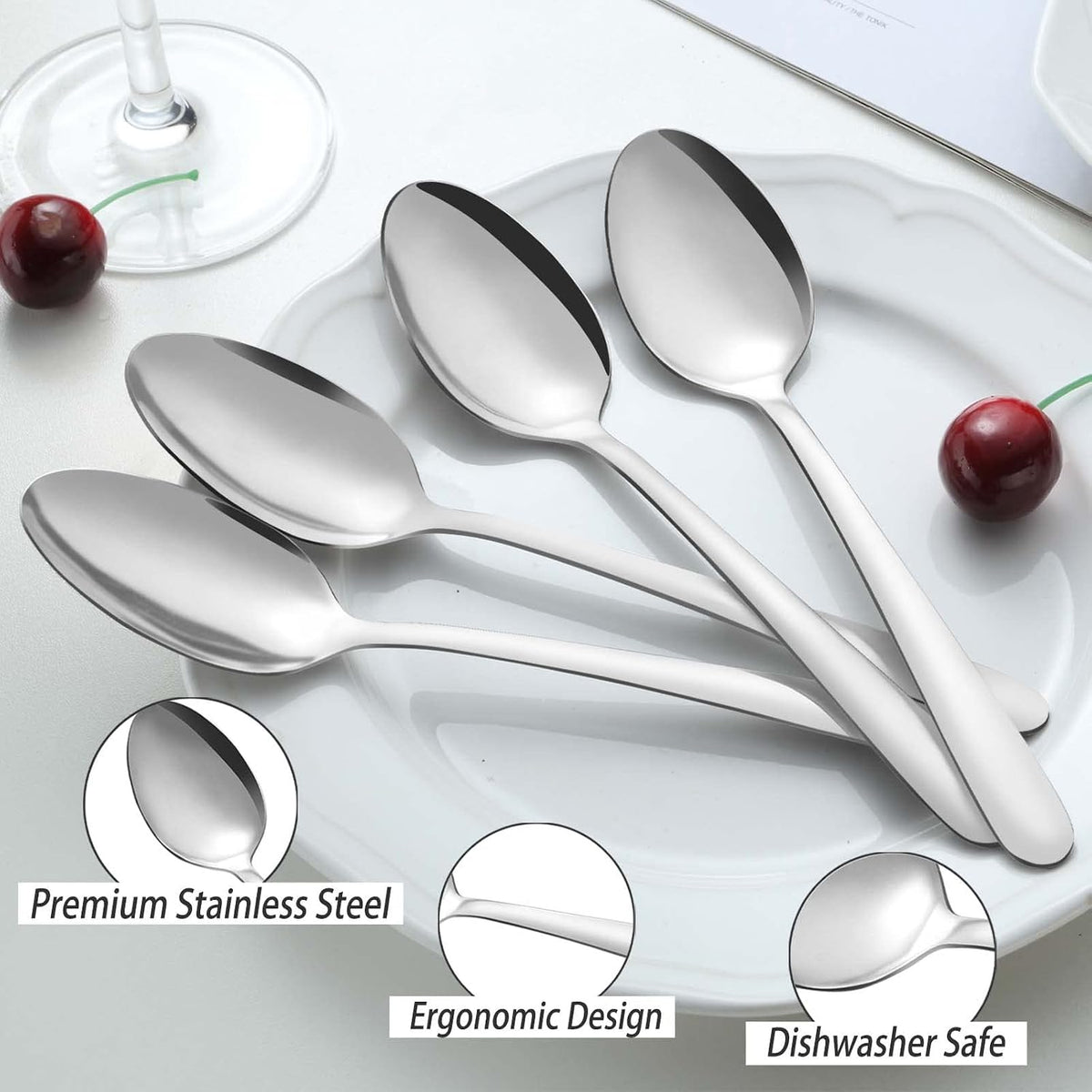 36 Pieces Teaspoons Set (6.2 inch), Spoon Silverware, Stainless Steel Tea Spoons, Mirror Polished Small Teaspoon