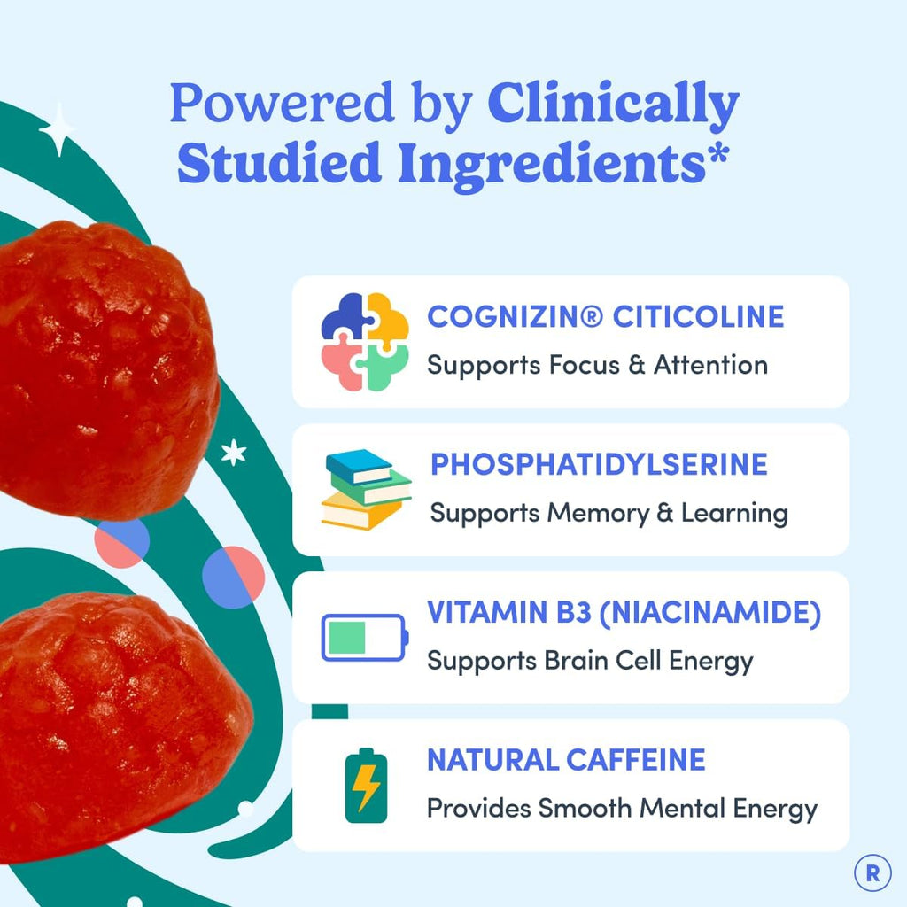Women's Brain Gummies with Phosphatidylserine (PS), Cognizin Citicoline & Vitamin B3 | Focus, Memory & Clarity |