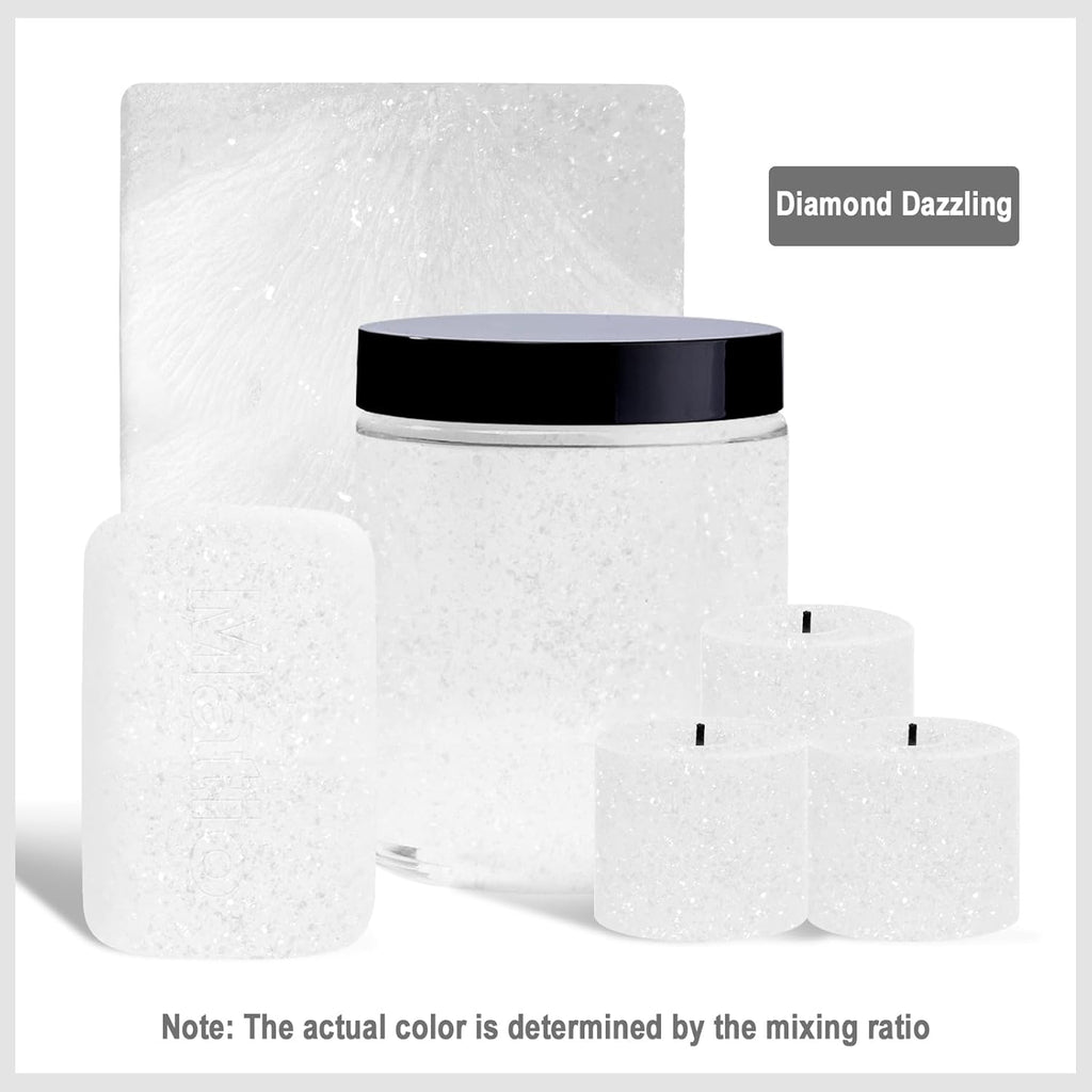 White Glitter Mica Powder, 0.7oz/20g Premium Resin Glitter Powder | Natural Epoxy Resin Color Pigment for Candle