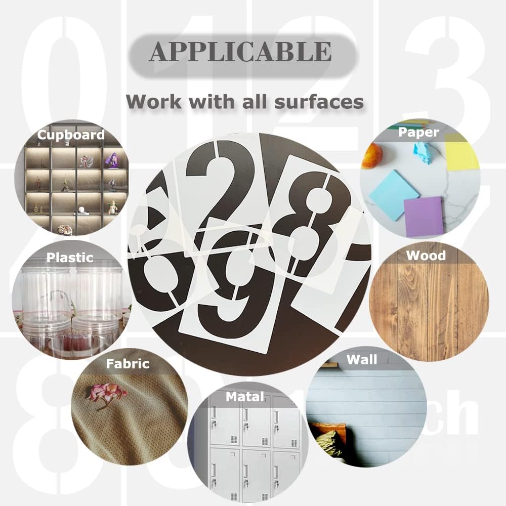 12-Inch Large Number Stencils Kit - Reusable Plastic Address Number Painting Templates for Mailbox Signs, Road