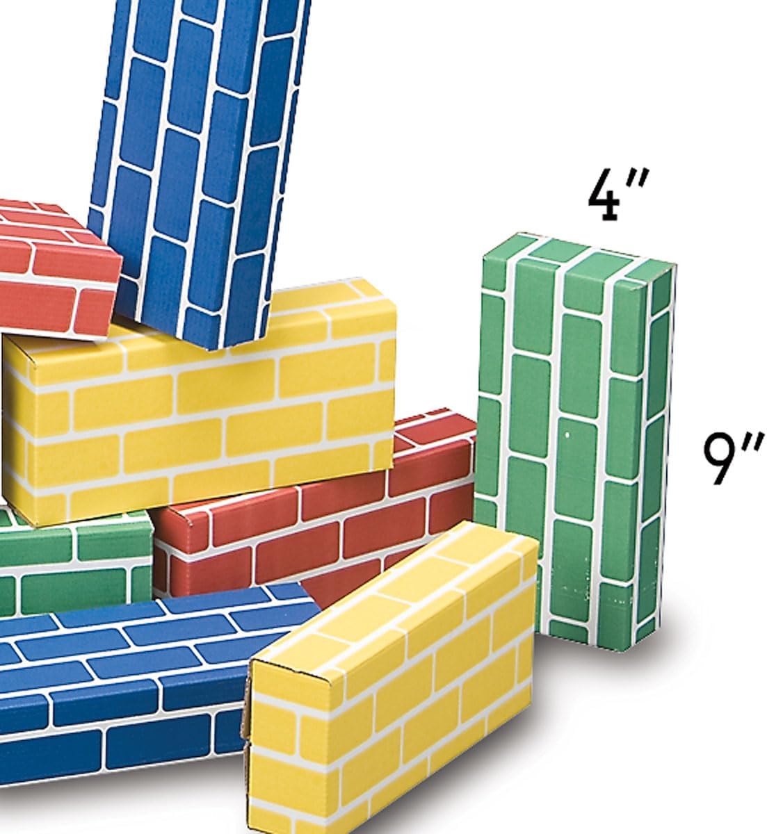 Primary Building Bricks - Kids Cardboard Blocks, Each 9" x 4" x 2" (Set of 24)