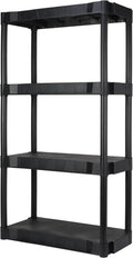 Heavy Duty 4-Tier Storage Shelving Unit, Black Plastic, 30 Inch Wide x 56.2 Inch High, 280 lb Capacity, Tool-Free
