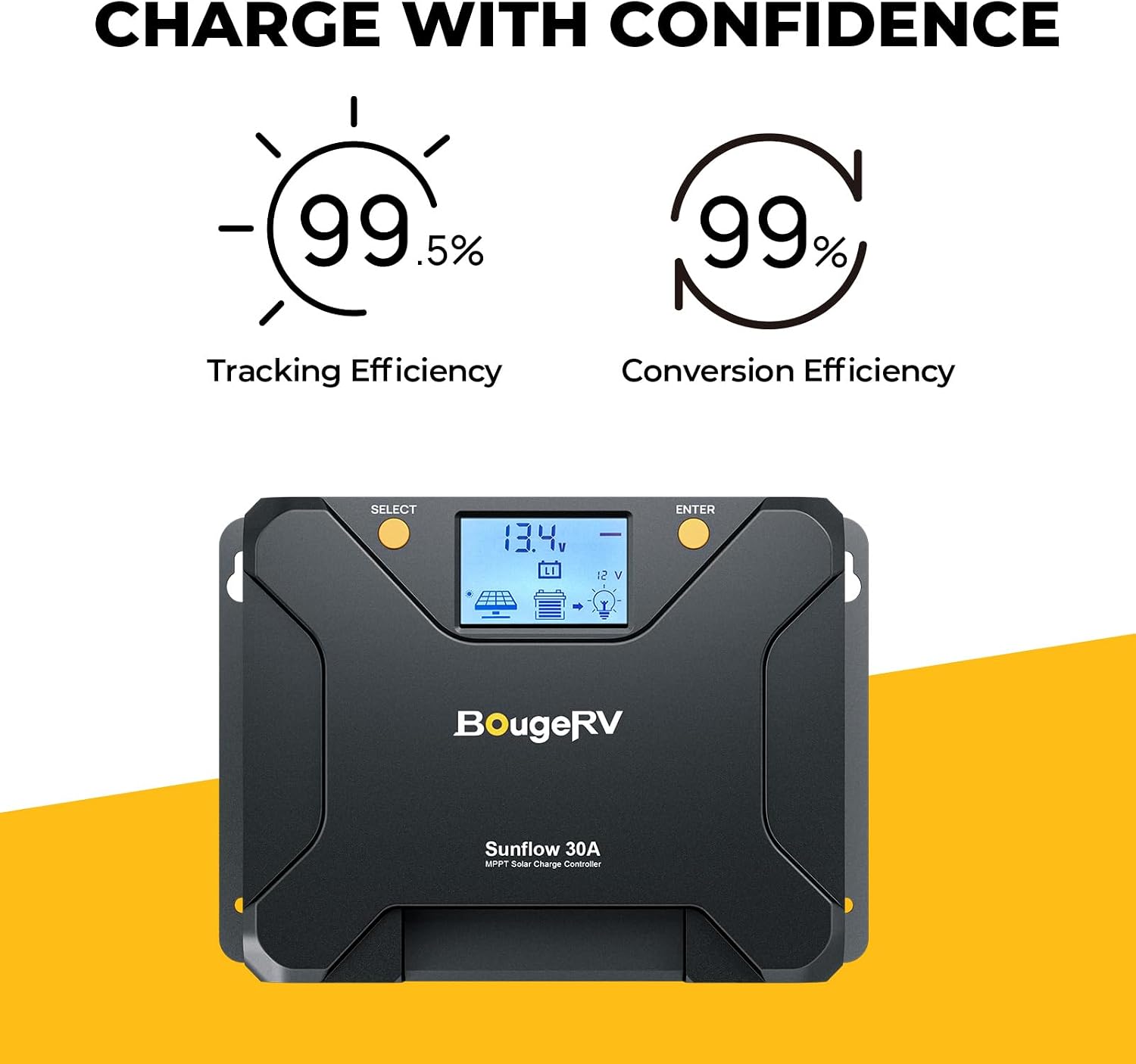 MPPT Solar Charge Controller 30A, w/ Low-Temp Cut-Off, APP Control, Backlit LCD, 30 Amp Solar Panel Regulator 12V/24V