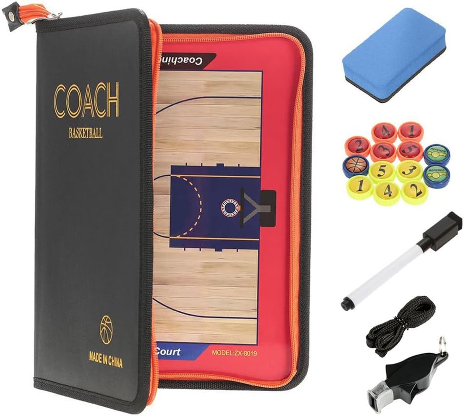 Basketball Coaching Board Strategy Tactics Clipboard with Coach Referee Whistle