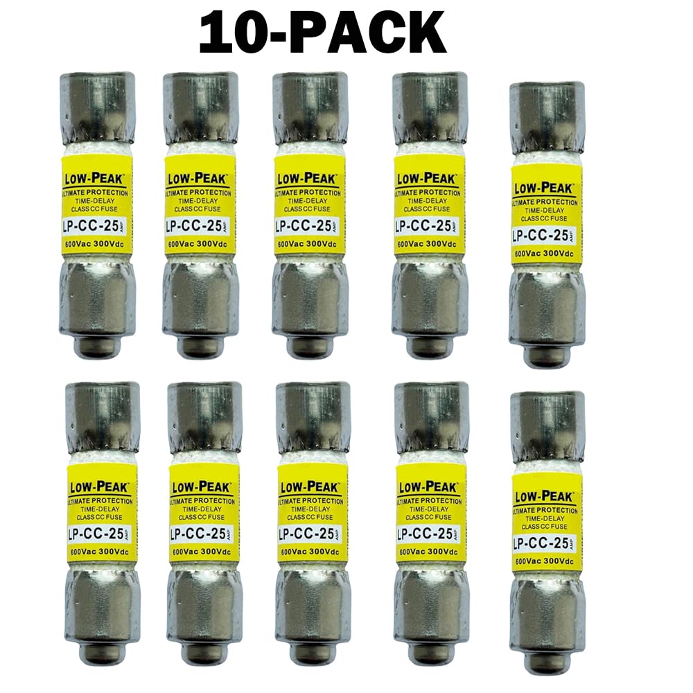 10-Pack New LP-CC-25 LP-CC-25A LP-CC 25A 600Vac Time Delay Fuse,LP-CC-25A Current Limiting Class CC Rejection Cartridge Fuses