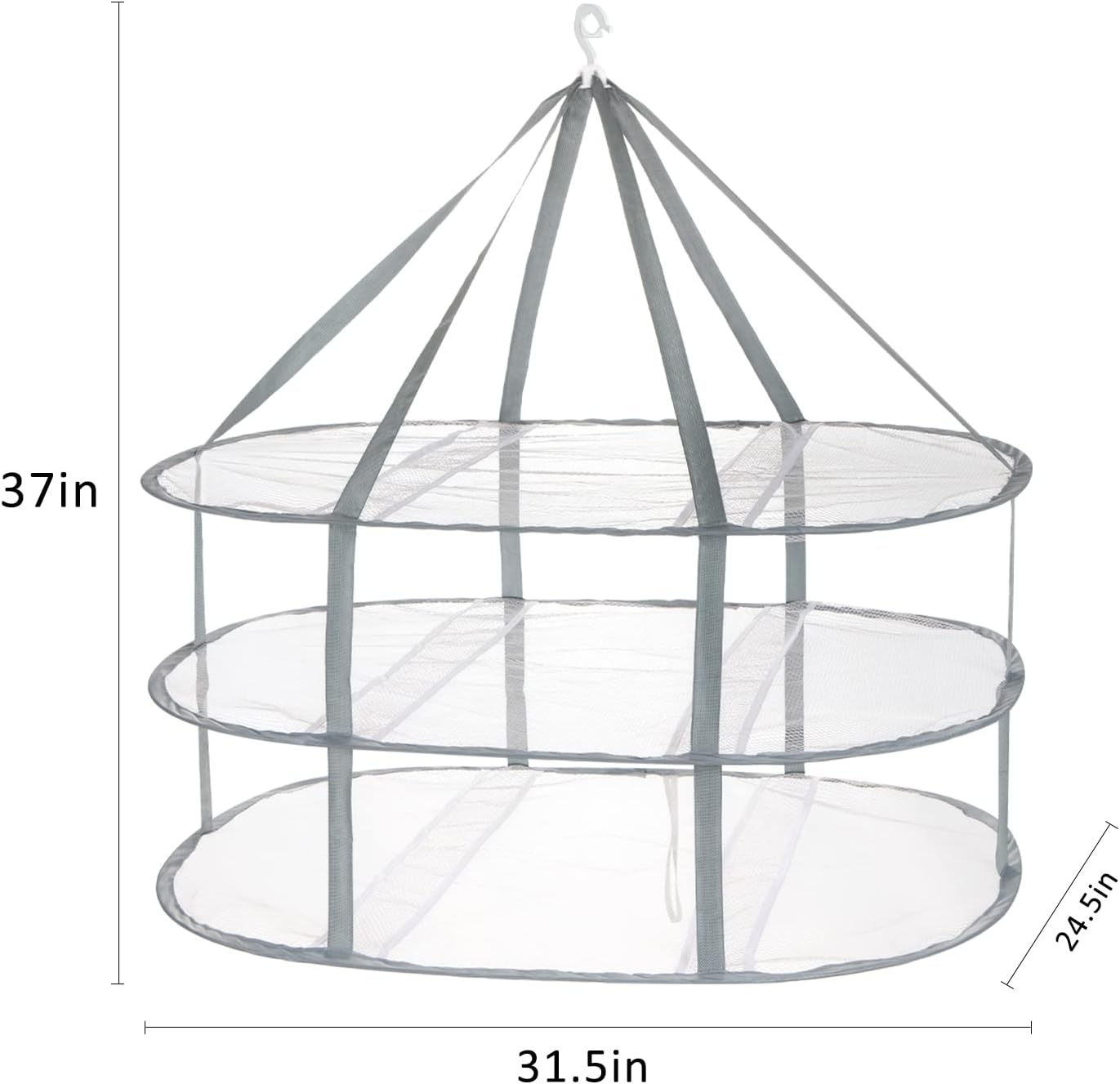 3-Tier Folding Mesh Clothes Hanging Dryer, Sweater Drying Rack, Large Laundry Drying Rack, Lay fold Flat Dry Hanger