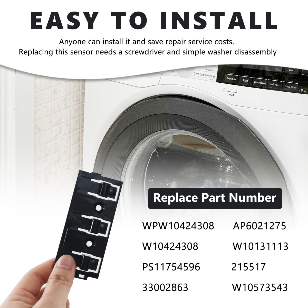 2PCS WPW10424308 Push Button Washer/Dryer Replacement Part