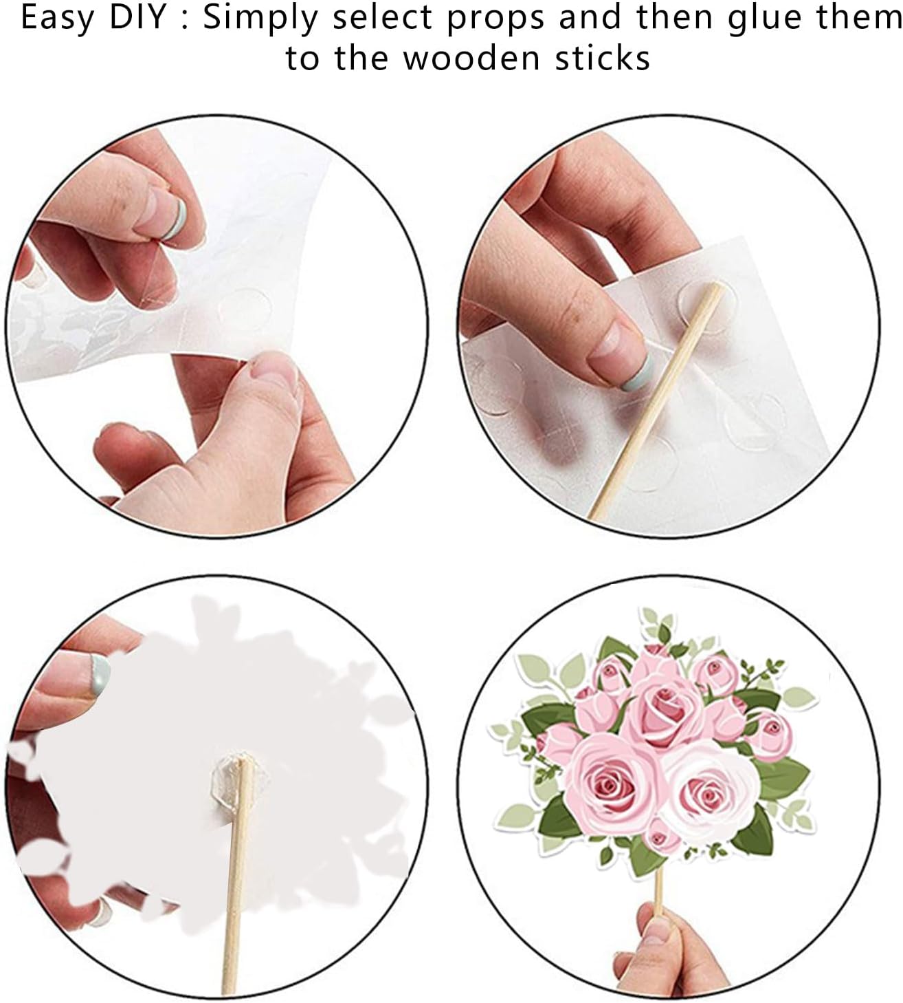 Wedding Photo Booth Props 23 Pcs Rose Gold for Bachelorette Party