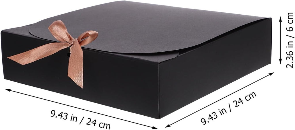12pcs Kraft Paper Gift Boxes with Lids, Black Decorative Packing Box