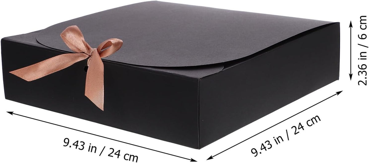 12pcs Kraft Paper Gift Boxes with Lids, Black Decorative Packing Box