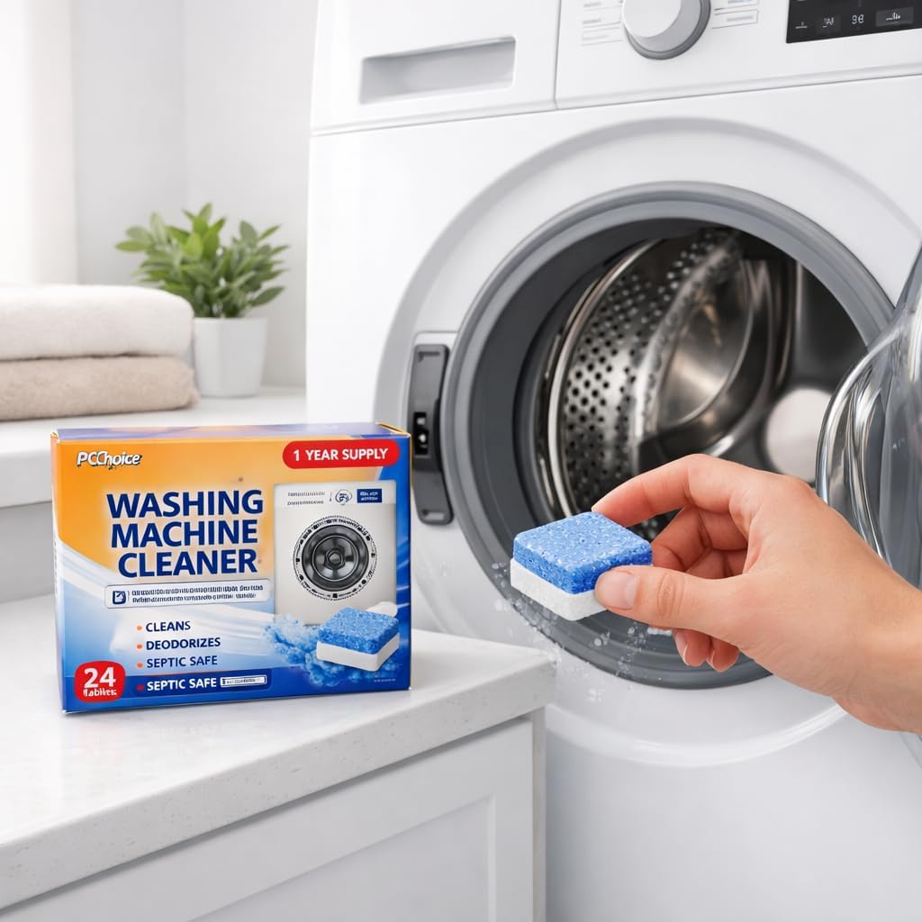 Washing Machine Cleaner Tablets – Deep Cleaning, Septic Safe, 24 Count for Top & Front Load Washers