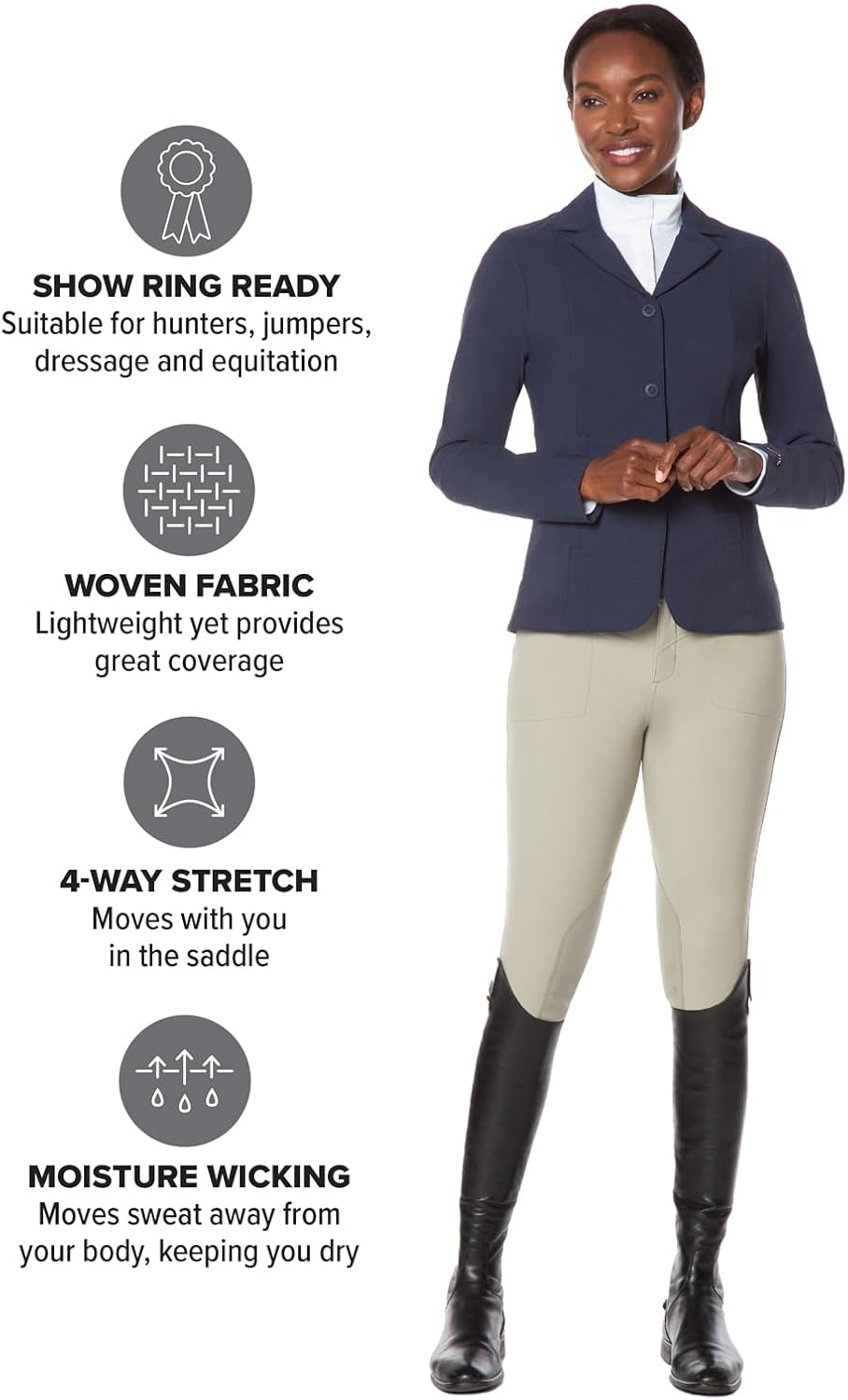 Women's Crossover II Knee Patch Riding Breeches – Lightweight, Durable, Year Round Horse Riding Pants with Pockets