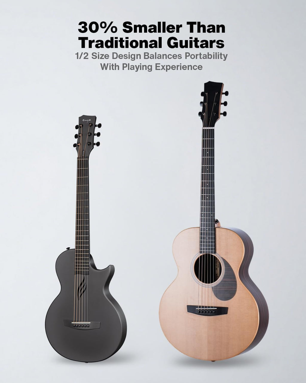NOVA GO Carbon Fiber 35-Inch Acoustic Travel Guitar, Black | Lightweight 3.7 lbs Design, Moisture-Resistant Body