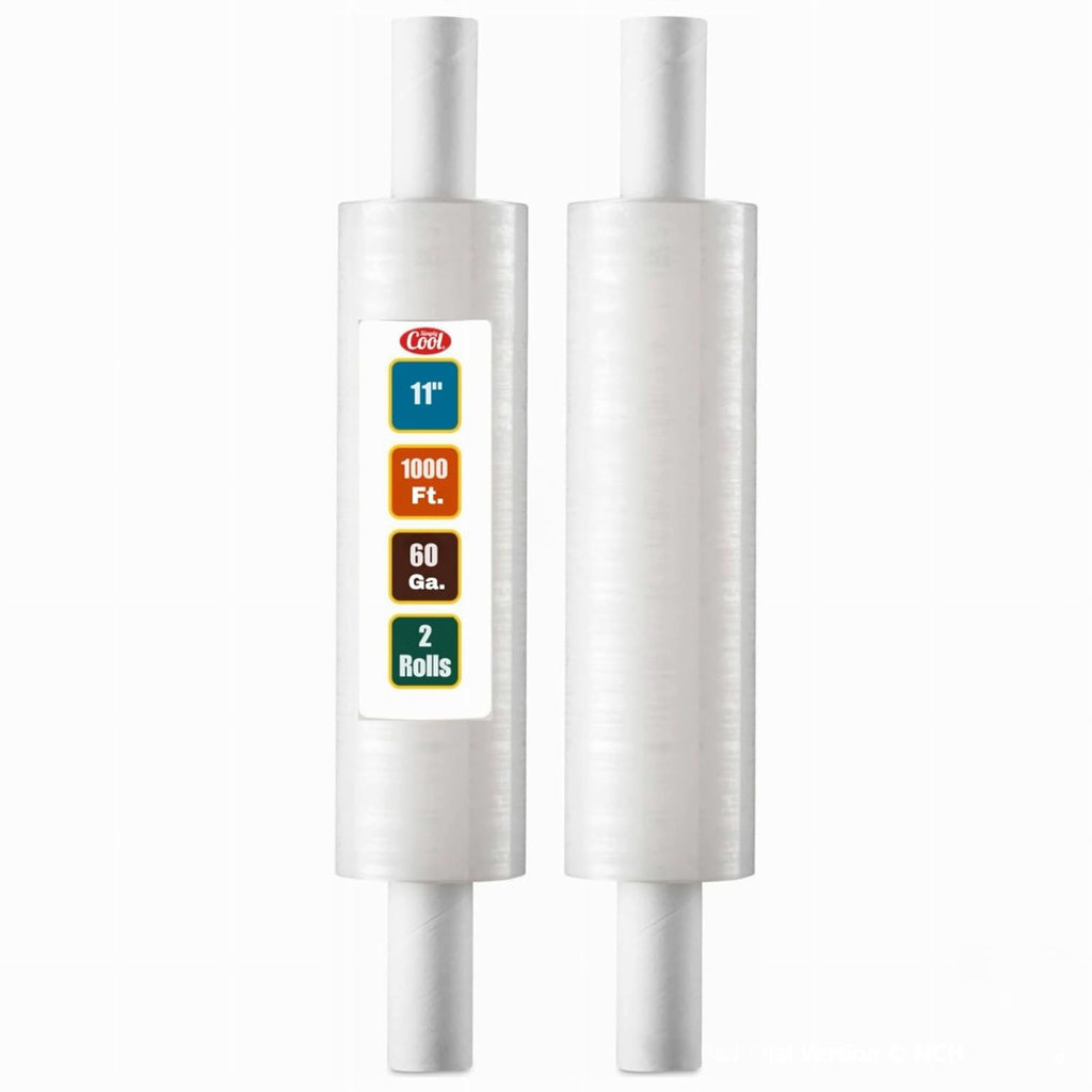 2 Pack Stretch Wrap 11 Inch 1000 Ft 60 Gauge with Handle