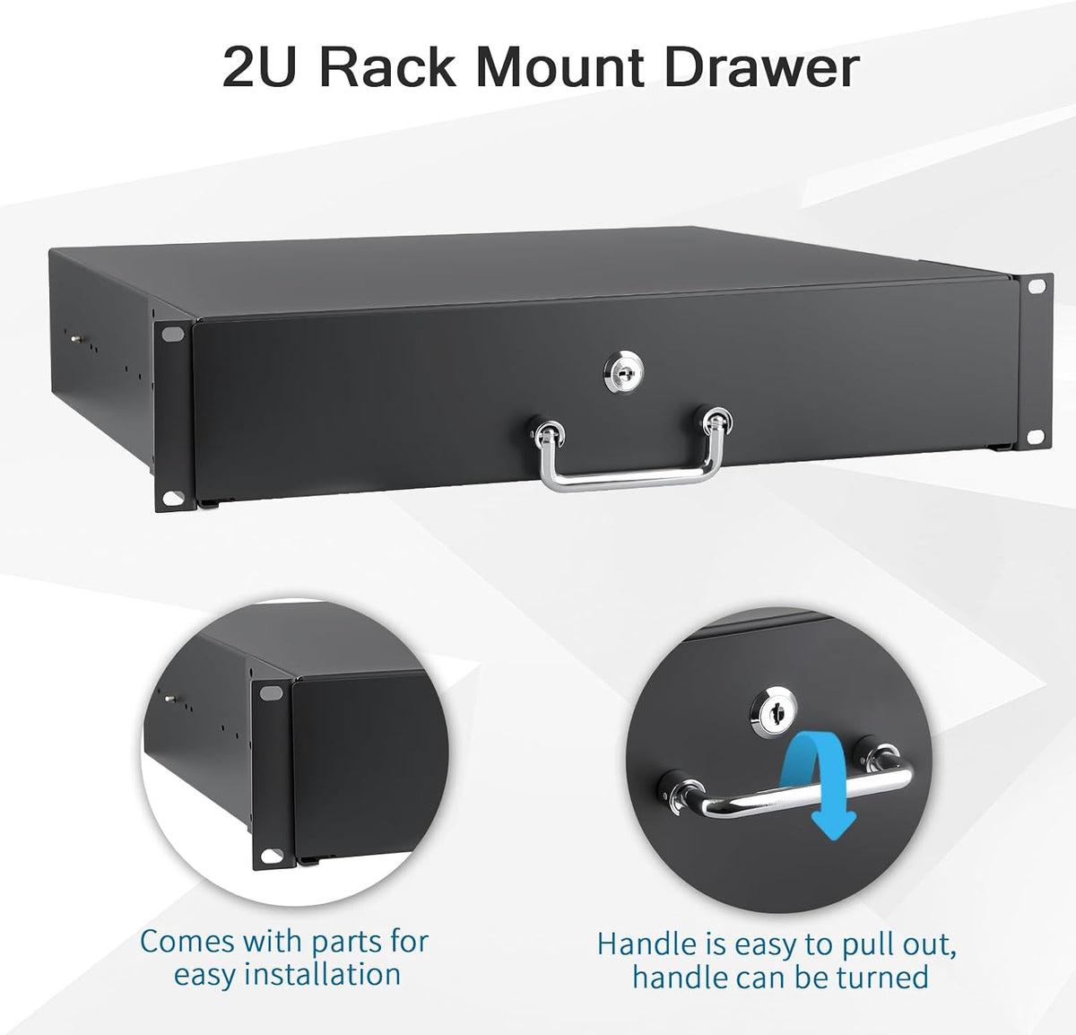 2U Rack Drawer, Designed for 19-inch Network Equipment, Servers or Cabinet Enclosures.