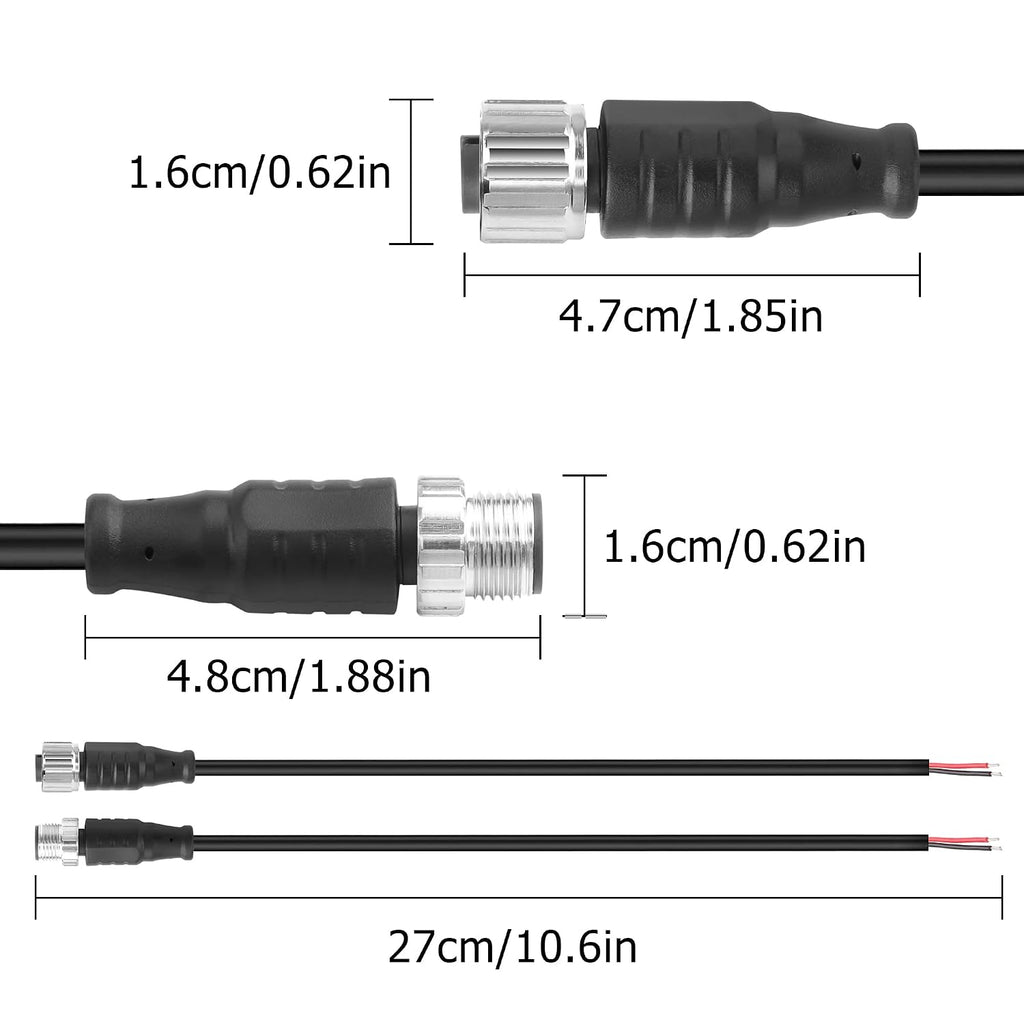 YACSEJAO M12 Connector Aviation Sensor Cable, 25CM/0.8FT, 3 Pin
