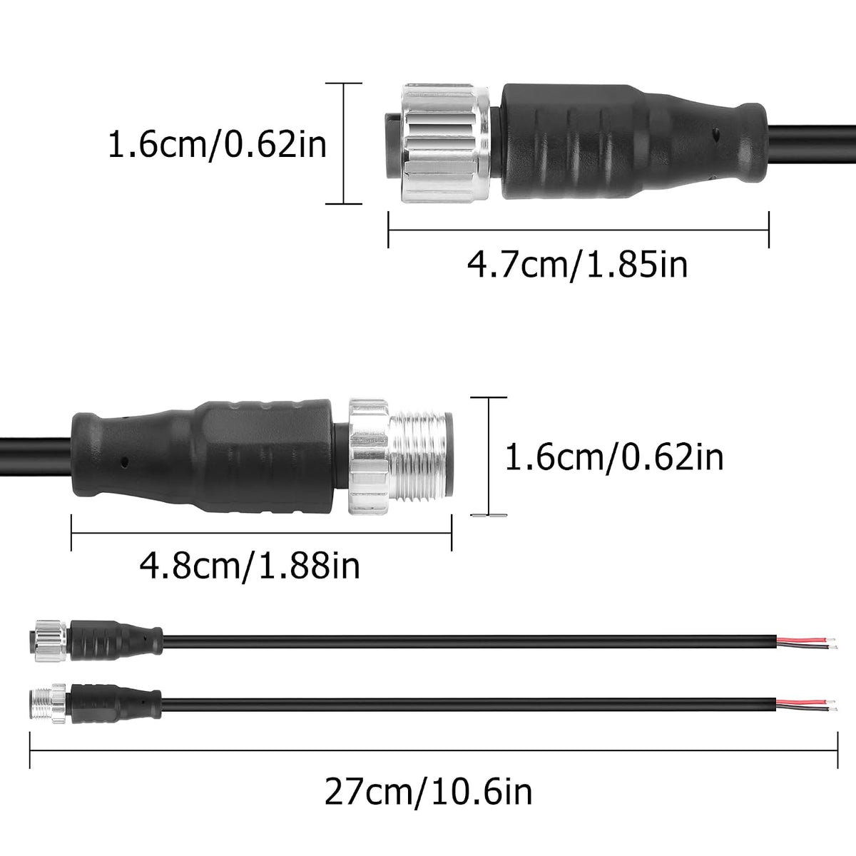 YACSEJAO M12 Connector Aviation Sensor Cable, 25CM/0.8FT, 3 Pin
