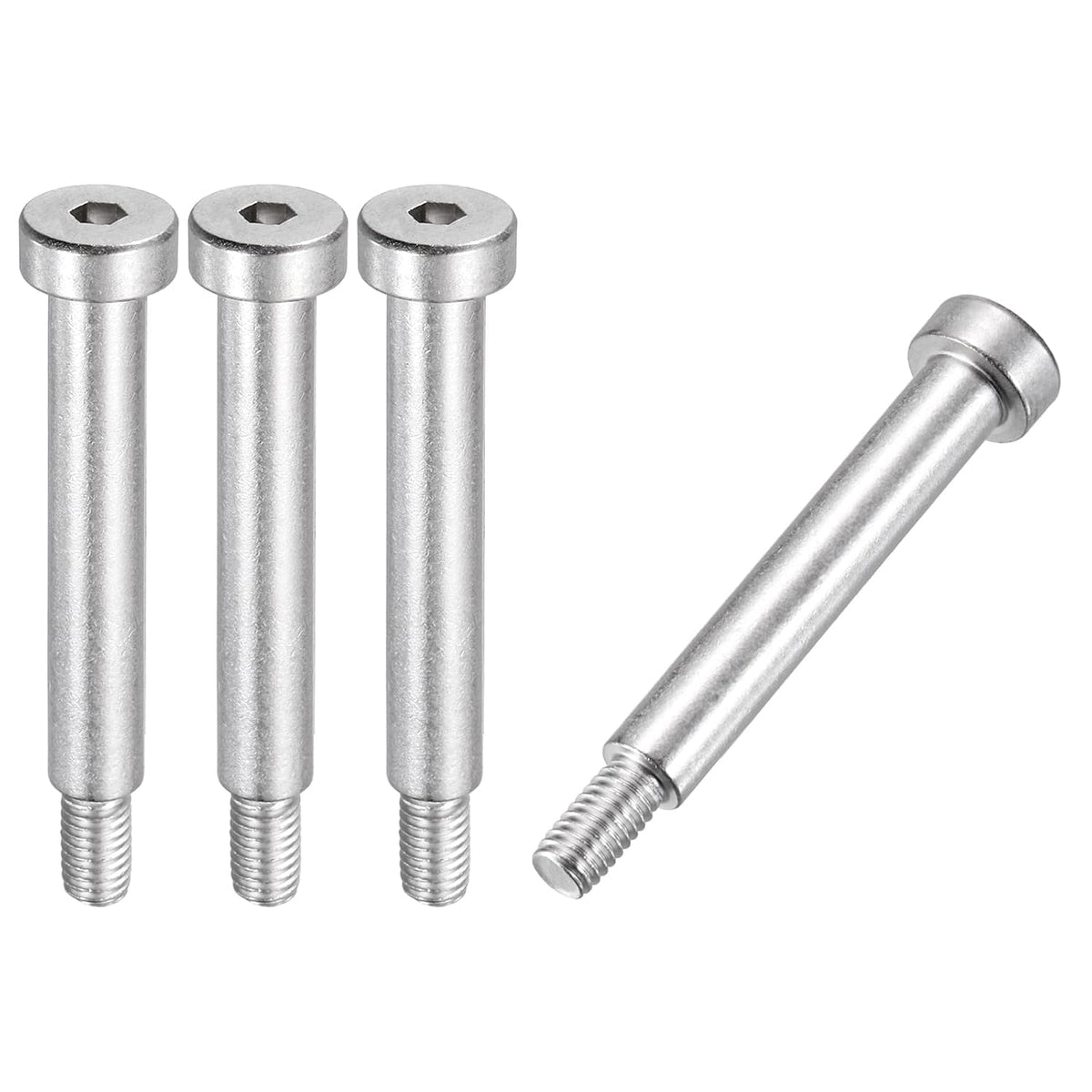 MECCANIXITY 4 Pcs 304 Stainless Steel Shoulder Bolt 8mm Shoulder Dia 50mm Shoulder Length M6x1 Thread Hex Socket Shoulder Bolts for Hydraulic Injection Molding Machinery Industries