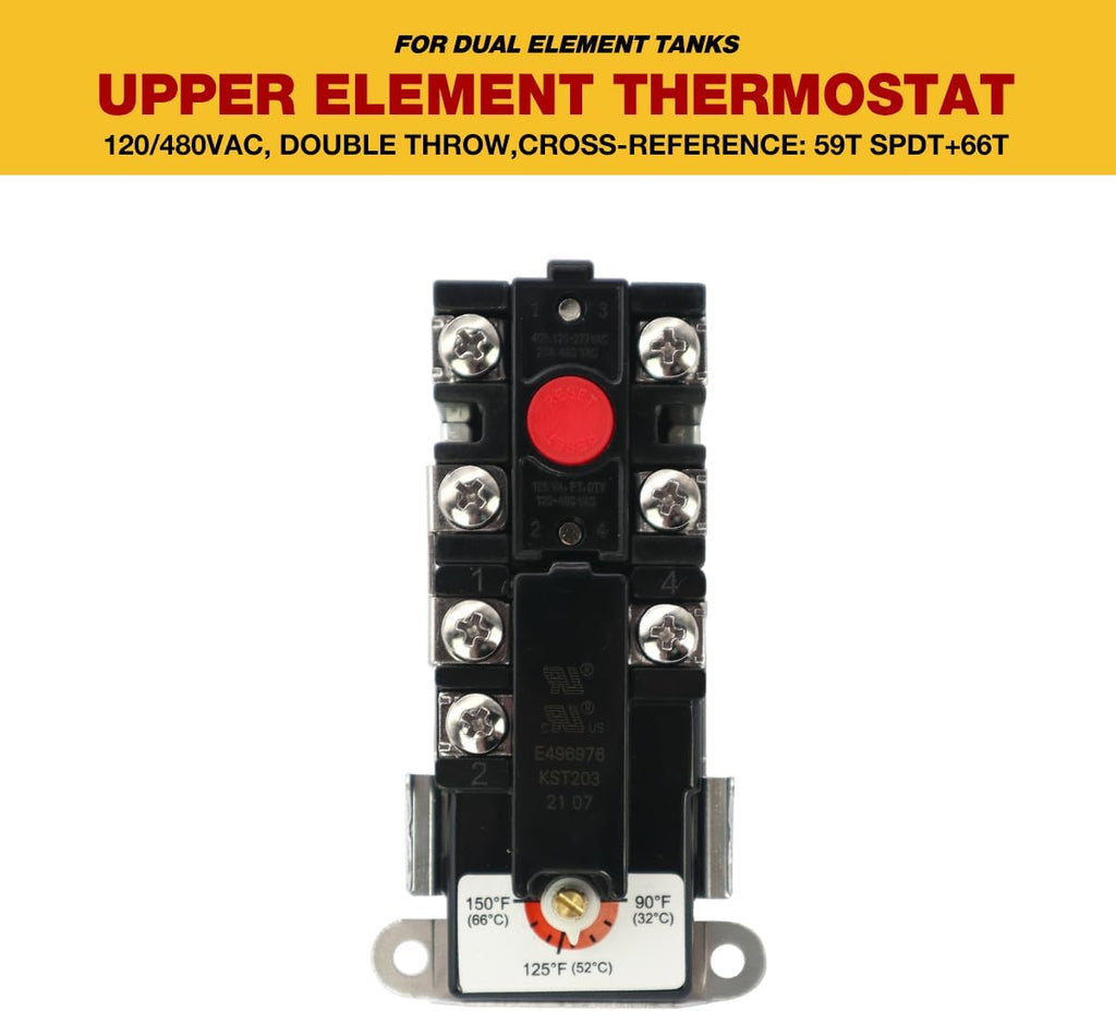 Electric Water Heater Thermostat,Include 1x KST203 Upper Thermostat & 1x KST200 Lower Thermostat,UL