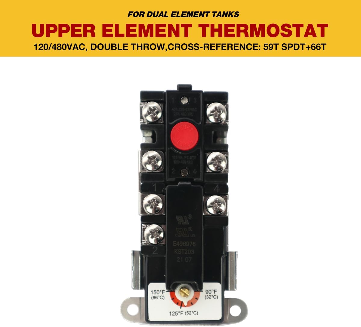 Electric Water Heater Thermostat,Include 1x KST203 Upper Thermostat & 1x KST200 Lower Thermostat,UL