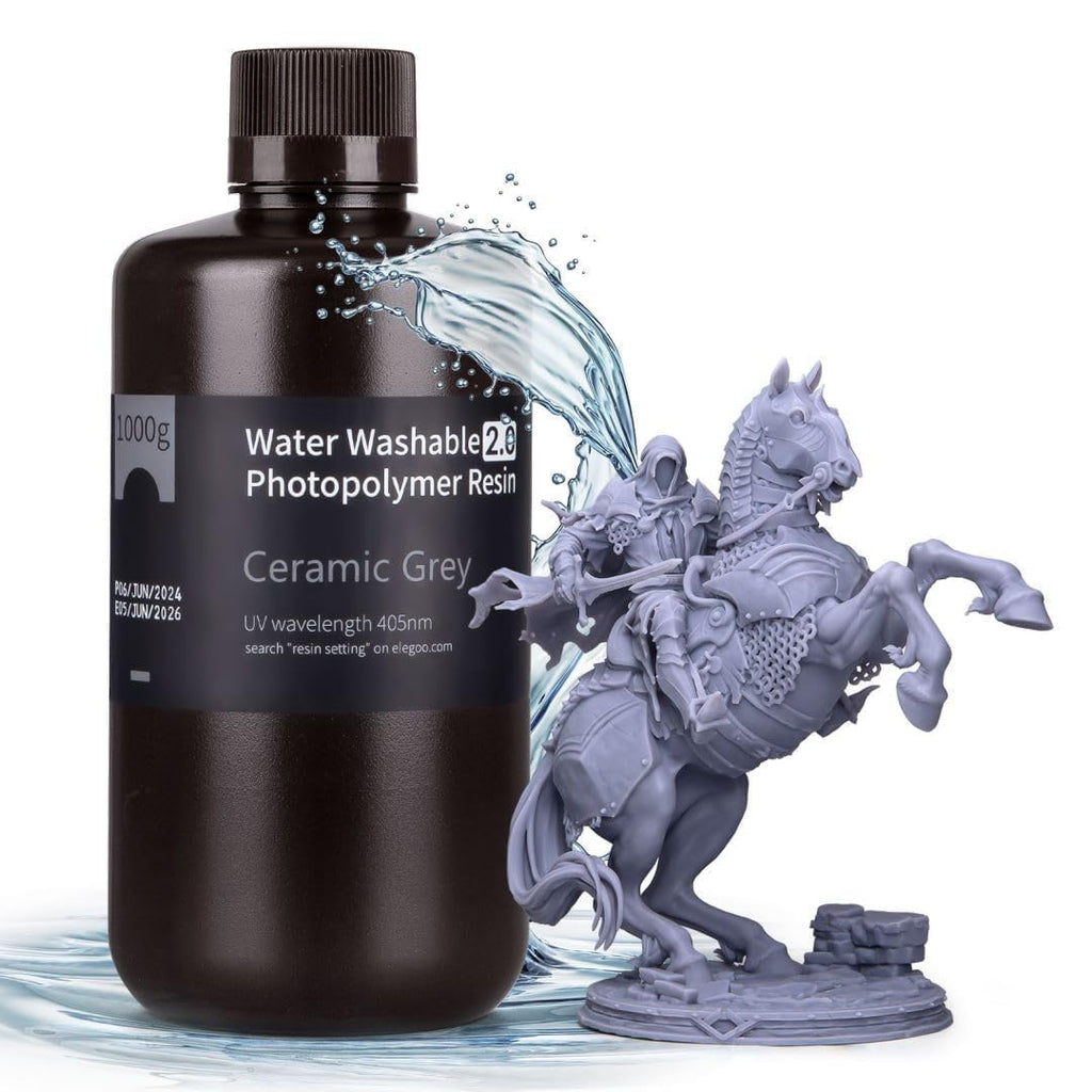 ELEGOO Water Washable 3D Printer Resin 2.0, Fast Curing Photopolymer Resin for Mars Saturn Jupiter MSLA DLP LCD 3D