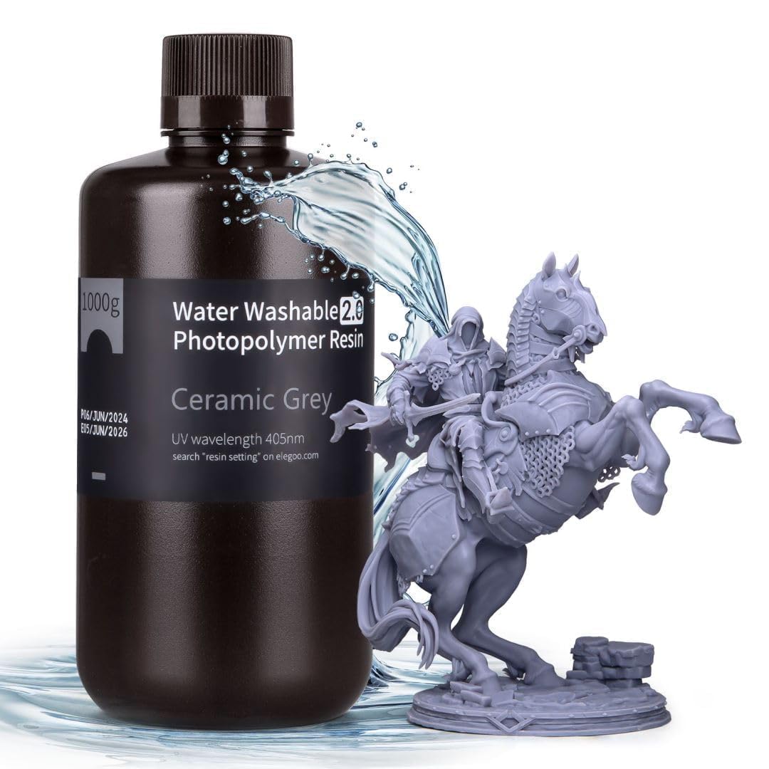 ELEGOO Water Washable 3D Printer Resin 2.0, Fast Curing Photopolymer Resin for Mars Saturn Jupiter MSLA DLP LCD 3D