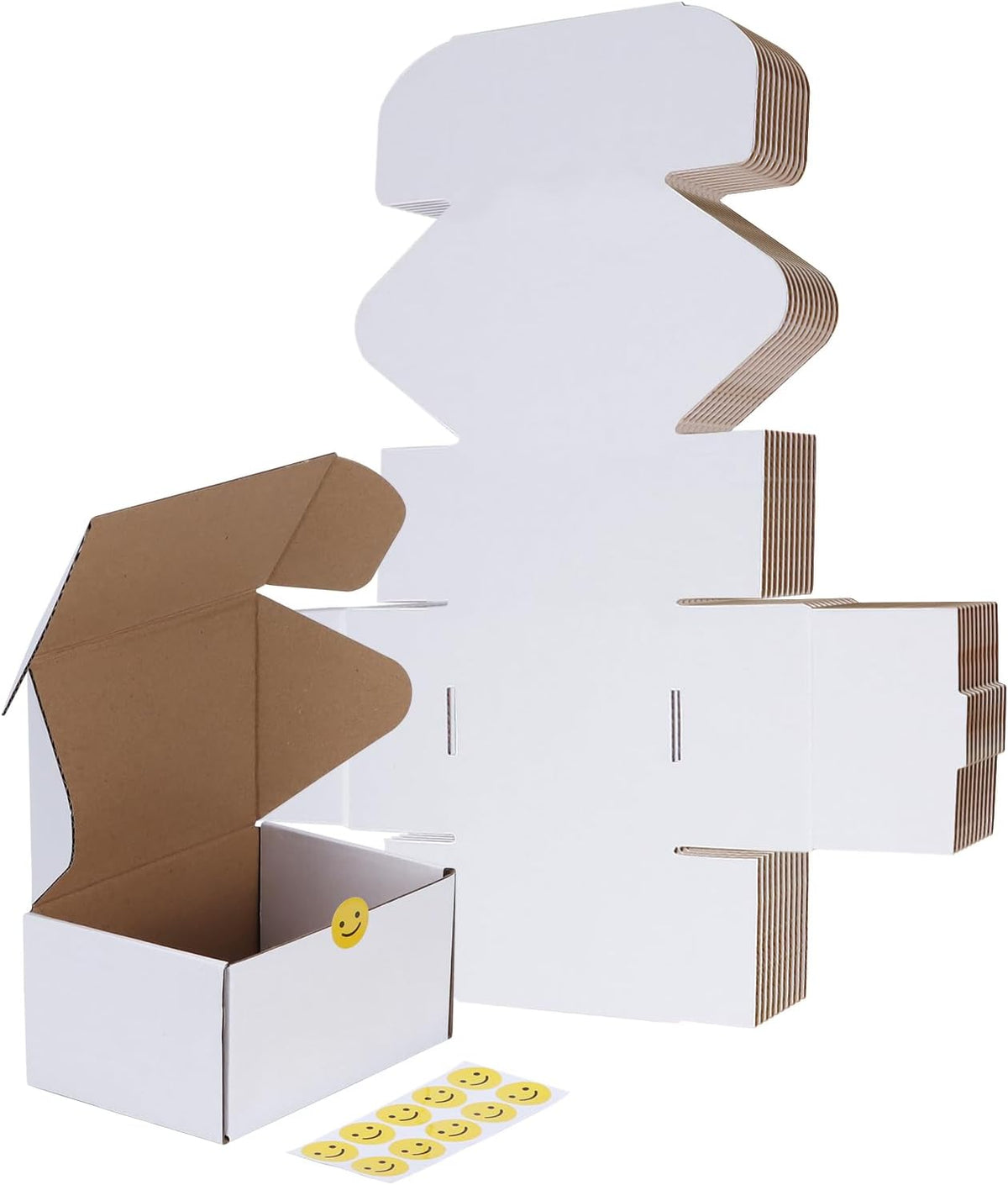 10 Pack 6x4x3 Small Shipping Boxes, White Corrugated Cardboard Box for Packing, Mailing, Business
