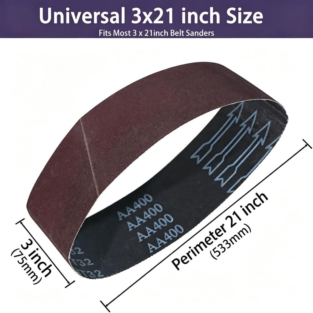 3x21 inch Sanding Belts, 15 Pack 40/80/120/240/400 Grit for Belt Sander