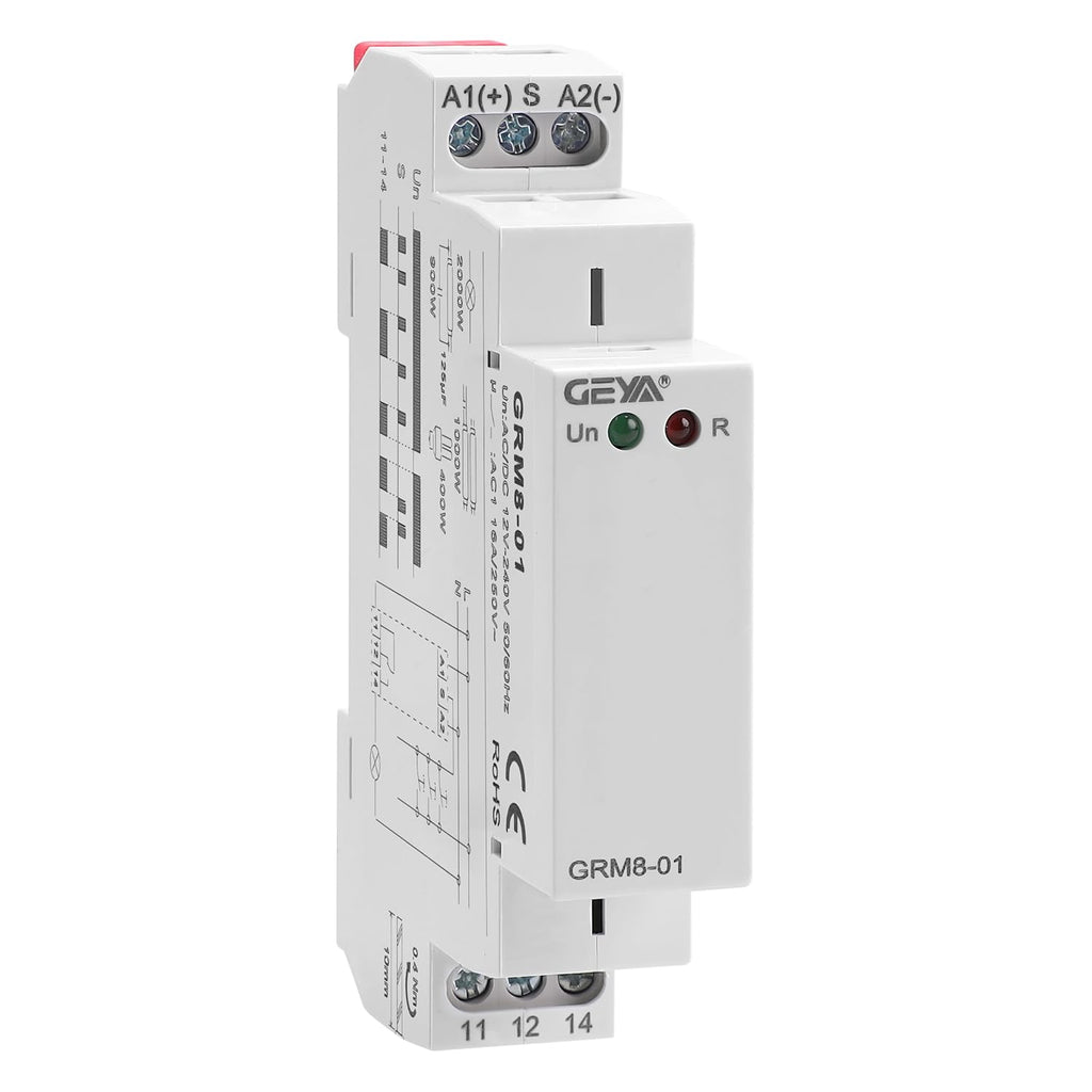 GAEYAELE Memory Relay Latching Relay Impulse Relay Electronic 1SPDT 16A Din Rail(GRM8-01,AC/DC12V~240V)