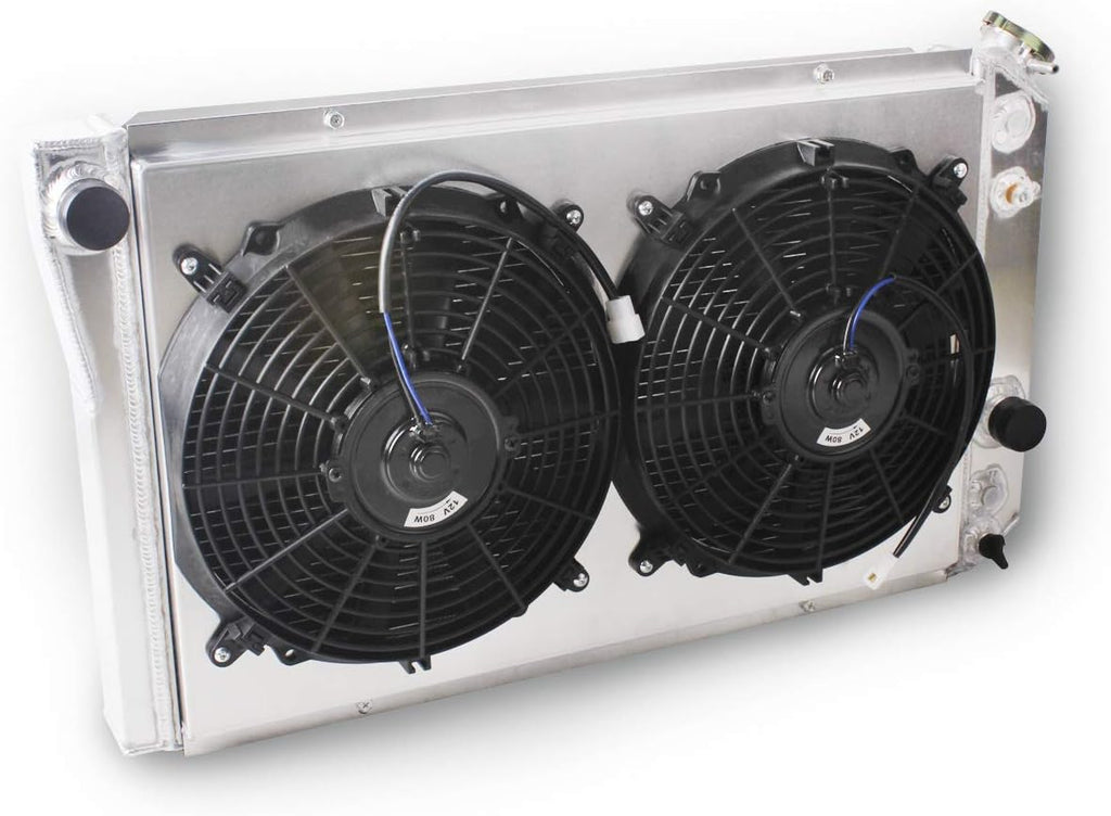 OHOB-COOL 3 Row Full Aluminum Radiator with Fan For 1984-1990 Chevy Corvette 5.7L V8 /1982-2002 S10 Conversion LS
