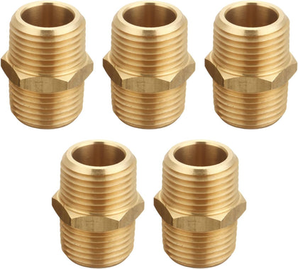 1/2" x 1/2" NPT Brass Hex Nipple Male Pipe Adapter