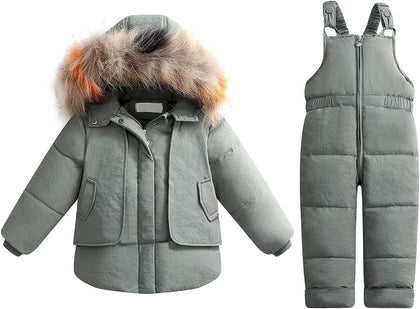 Toddler Snow Suit Baby Snowsuit Winter Coat Ski Bibs Pants Jacket | 12-18-24 Months 1T 2T 3T 4T 5T 6T Boy Pink Black