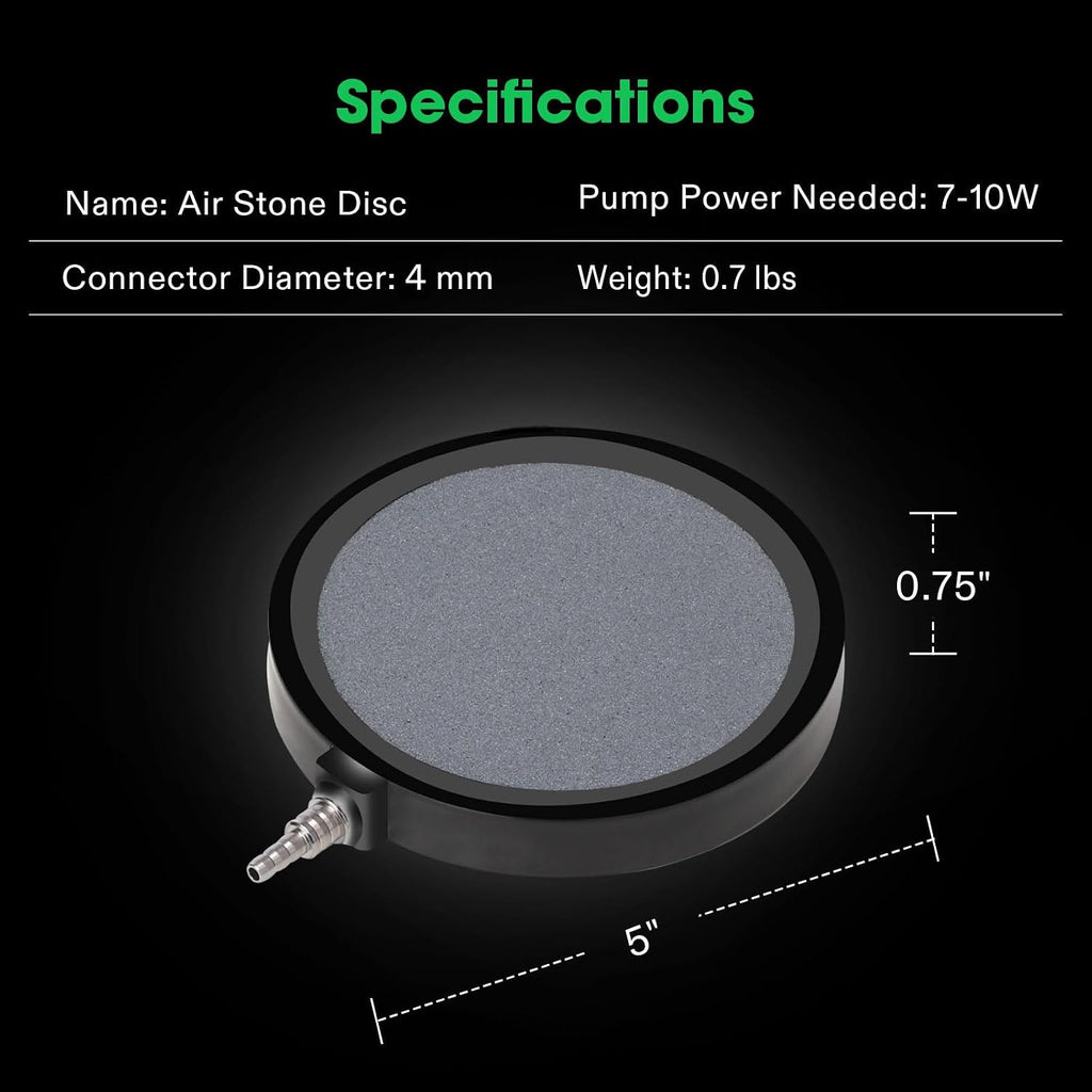 Air Stone Disc 5 in with Shell and Sucker for Aquarium, Air Pump