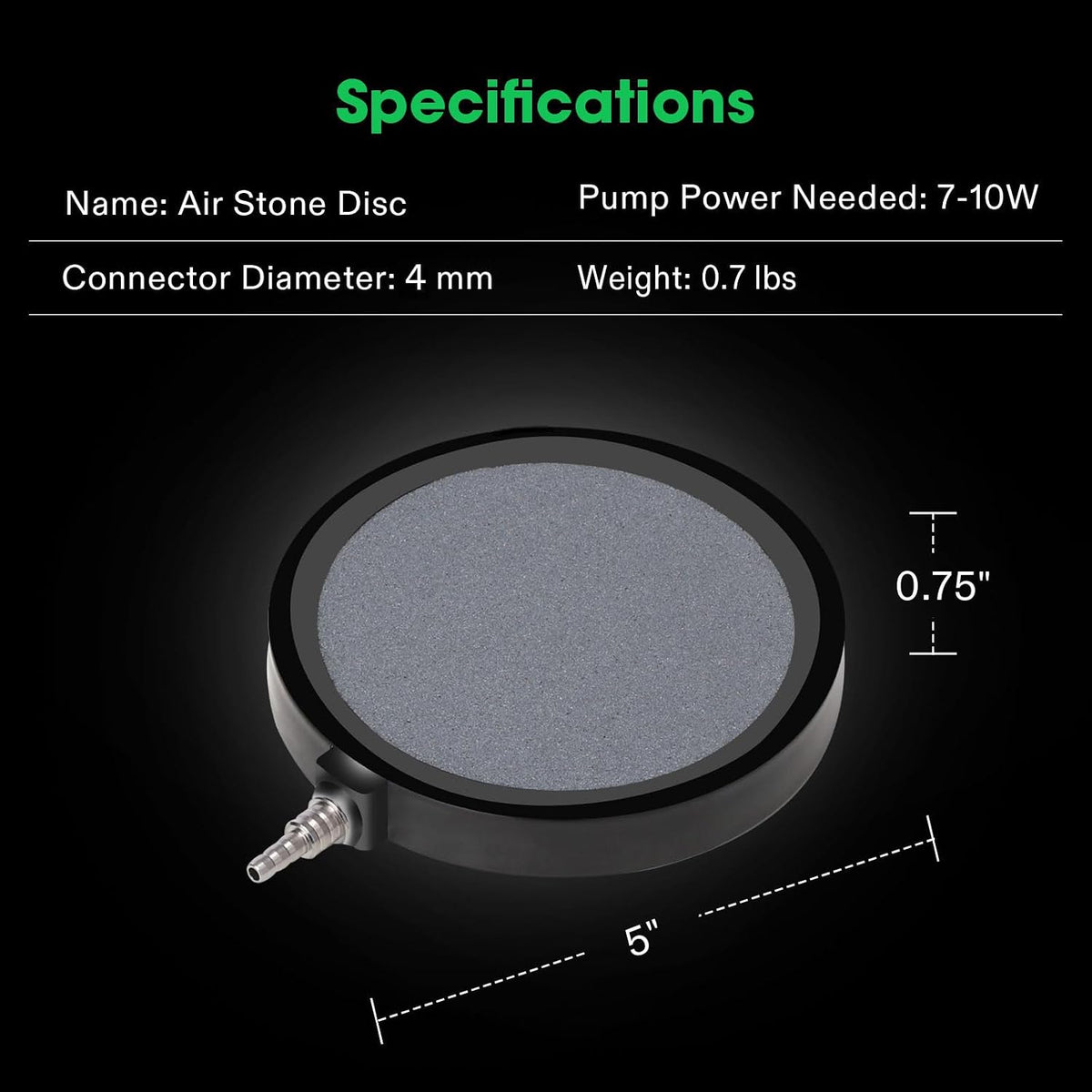 Air Stone Disc 5 in with Shell and Sucker for Aquarium, Air Pump