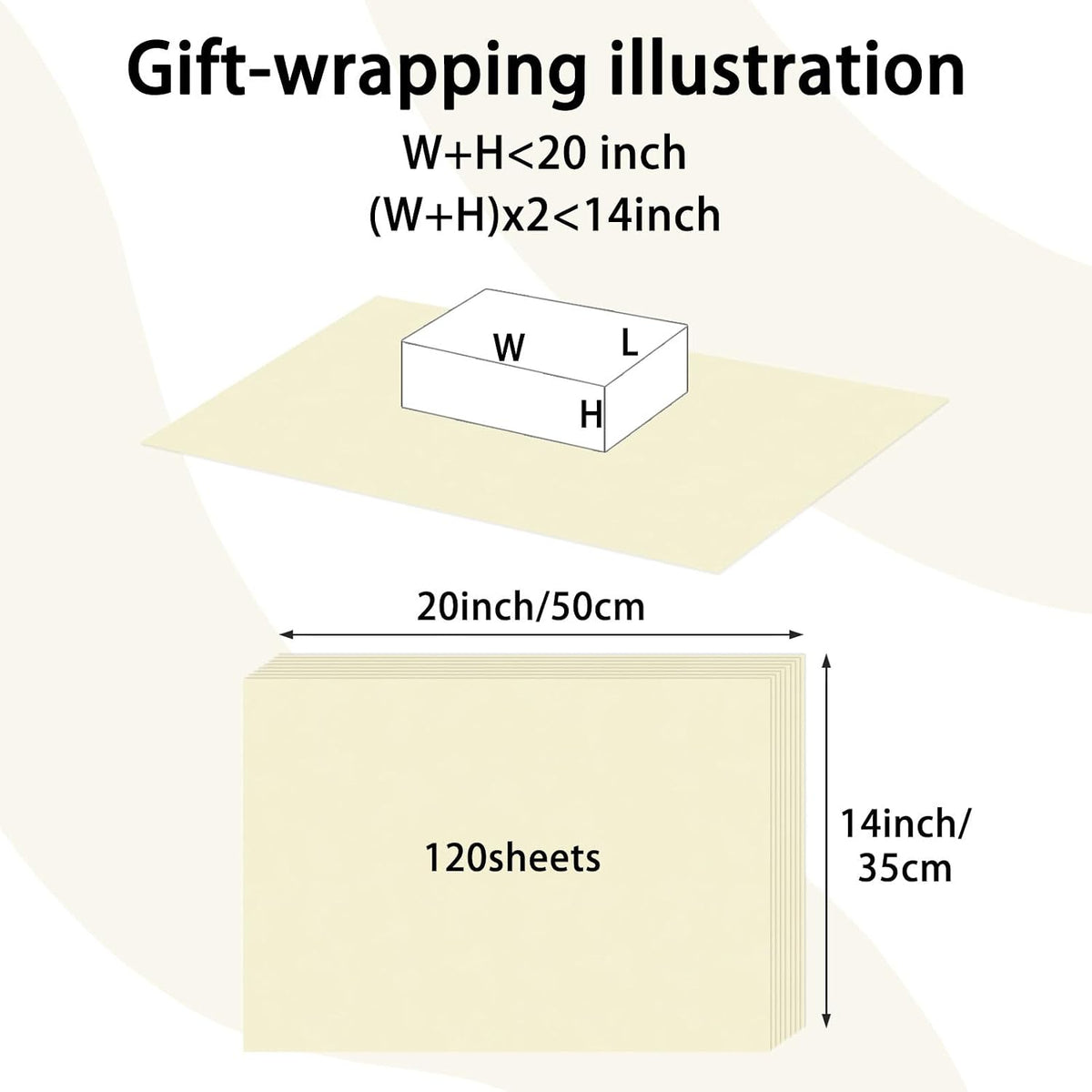 120 Sheets 14 x 20 Inch Cream Tissue Paper for Gift Bag Wrapping