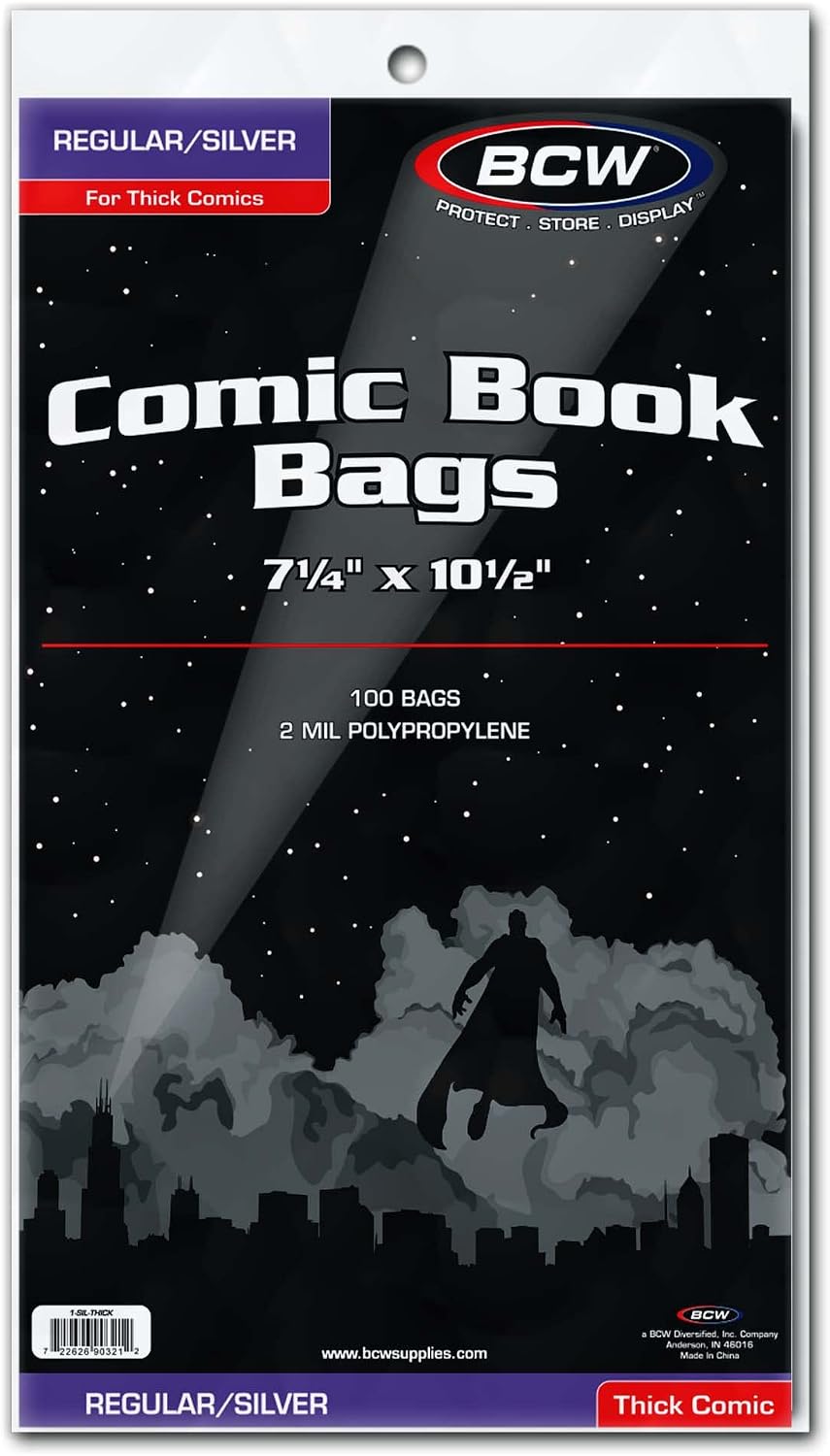 Thick Silver Age Comic Bags - 1000 ct | Archival Quality, Acid-Free Protection for Silver Age Comic Books | 7 1/4 x
