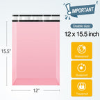 Light Pink 12x15.5 Poly Mailers Large for Small Business, 200pcs