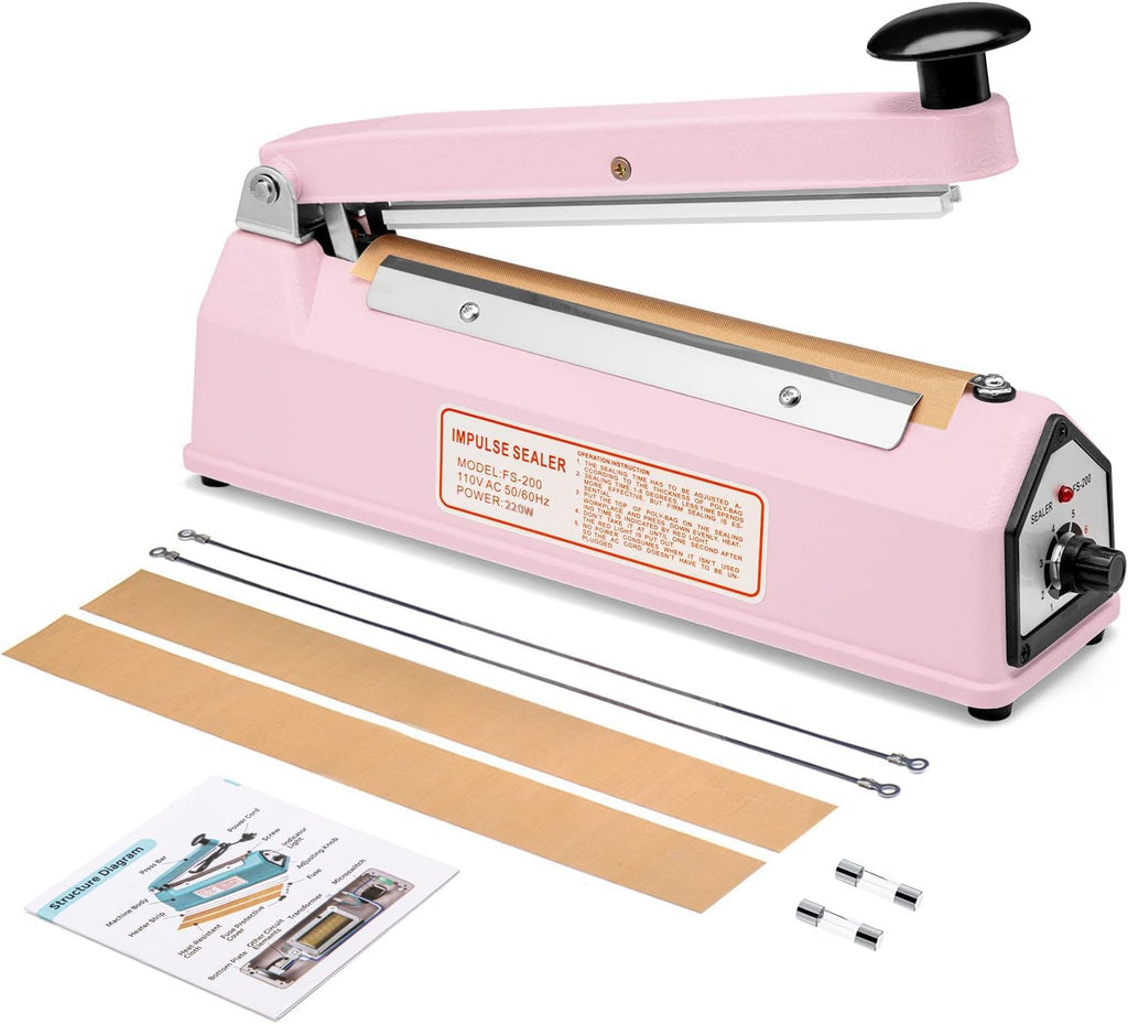 Impulse Sealer 8 inch, Manual Heat Sealer Machine for Plastic Bags