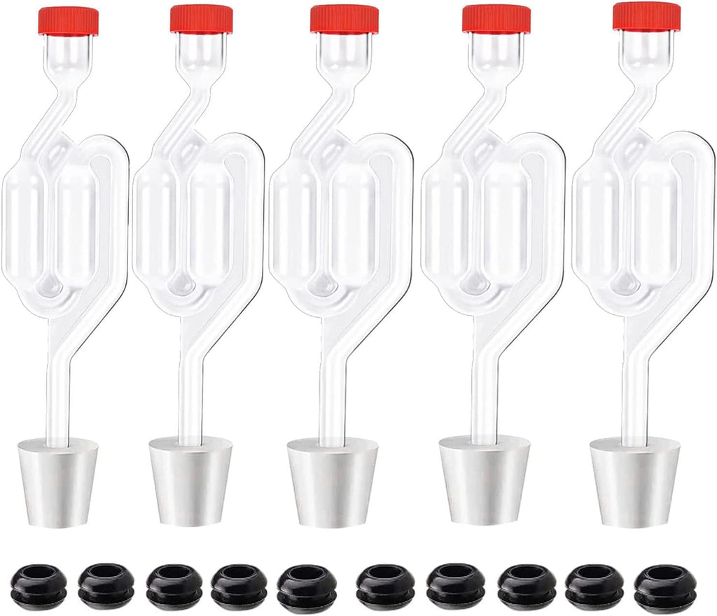 5ct. S - Shape Airlock with # 6 Stopper 5pcs & Grommets 10pcs,Bubble Fermentation Airlock for Brewing Wine Making