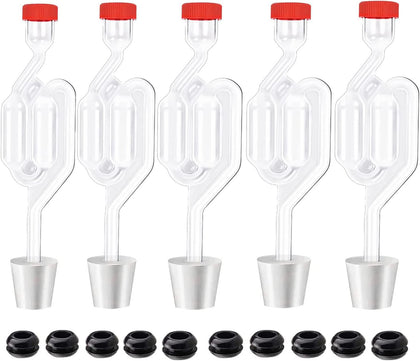 5ct. S - Shape Airlock with # 6 Stopper 5pcs & Grommets 10pcs,Bubble Fermentation Airlock for Brewing Wine Making
