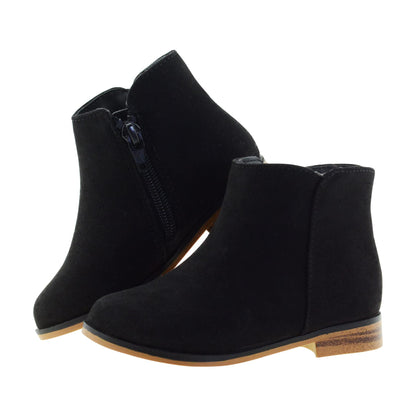 Girls Boots Ankle Boots for Girls with Zipper Short Suede Booties Fashion Boots for Big/Little Kids Black US 3