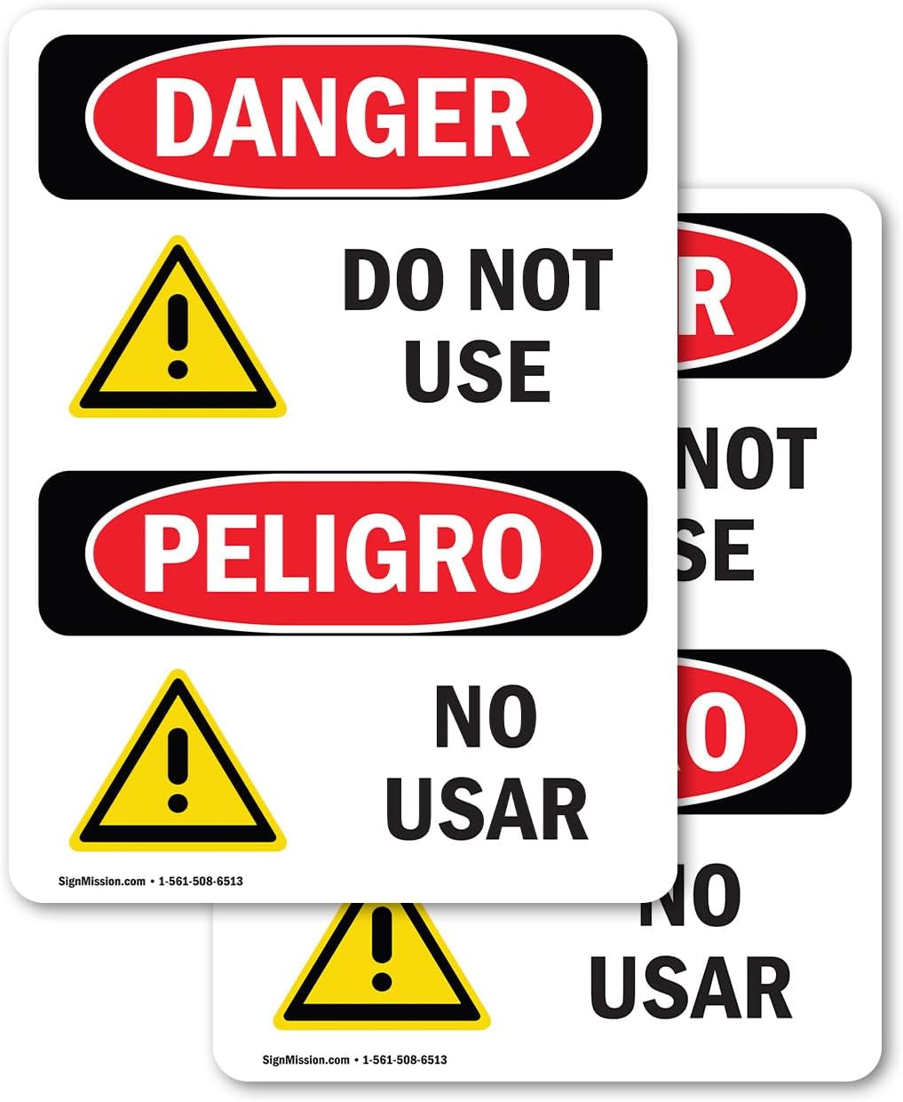 (2 Pack) Do Not Use OSHA Danger Sign 5 Inch X 3.5 Inch Vinyl Label Decal Sticker Weather Resistant, UV Protected for