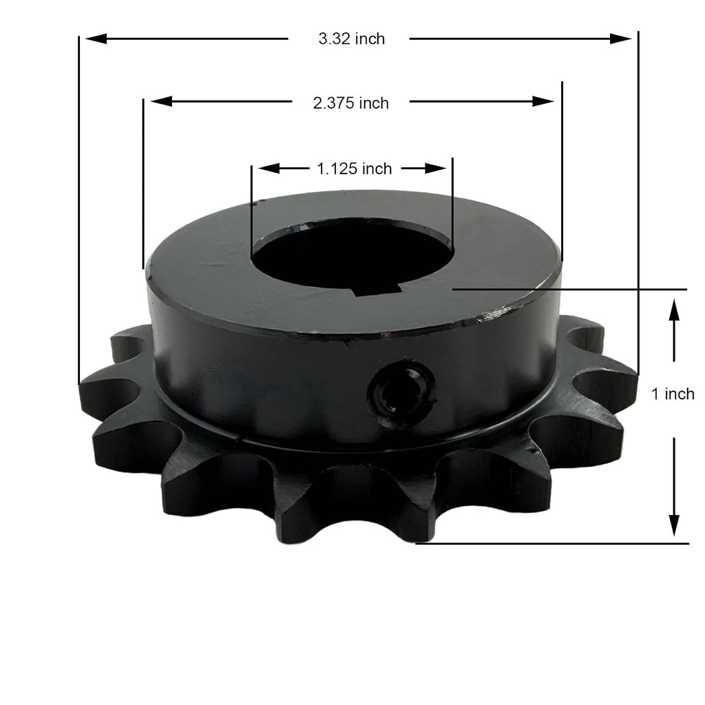 #50 Roller Chain Sprocket Type B 1 1/8 inch Bore 15 Tooth, Hardened Antirust 1045 Steel Drive Sprockets 50B15-1 1/8